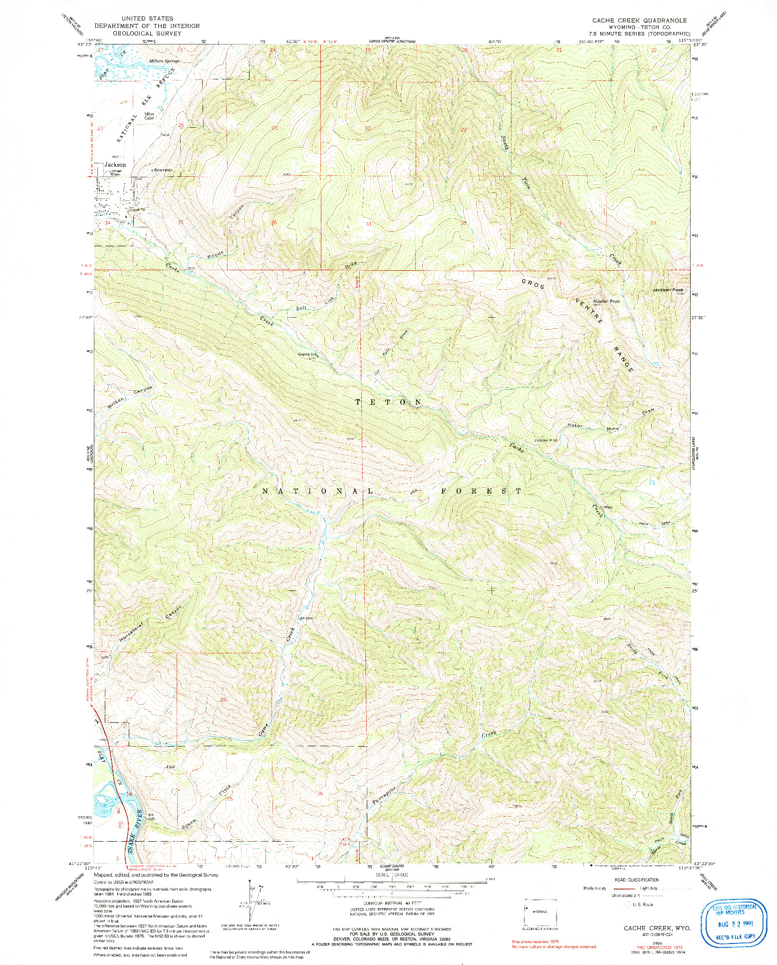 USGS 1:24000-SCALE QUADRANGLE FOR CACHE CREEK, WY 1965
