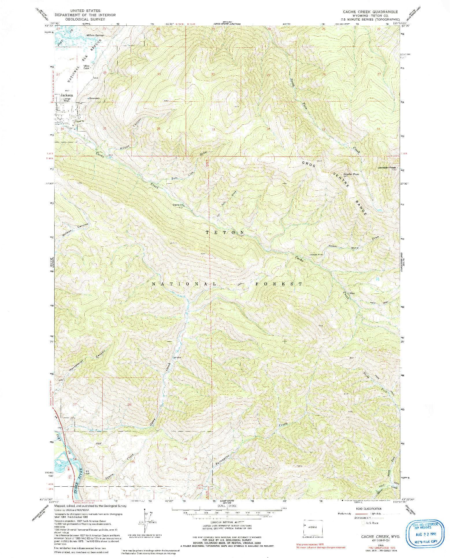 USGS 1:24000-SCALE QUADRANGLE FOR CACHE CREEK, WY 1965