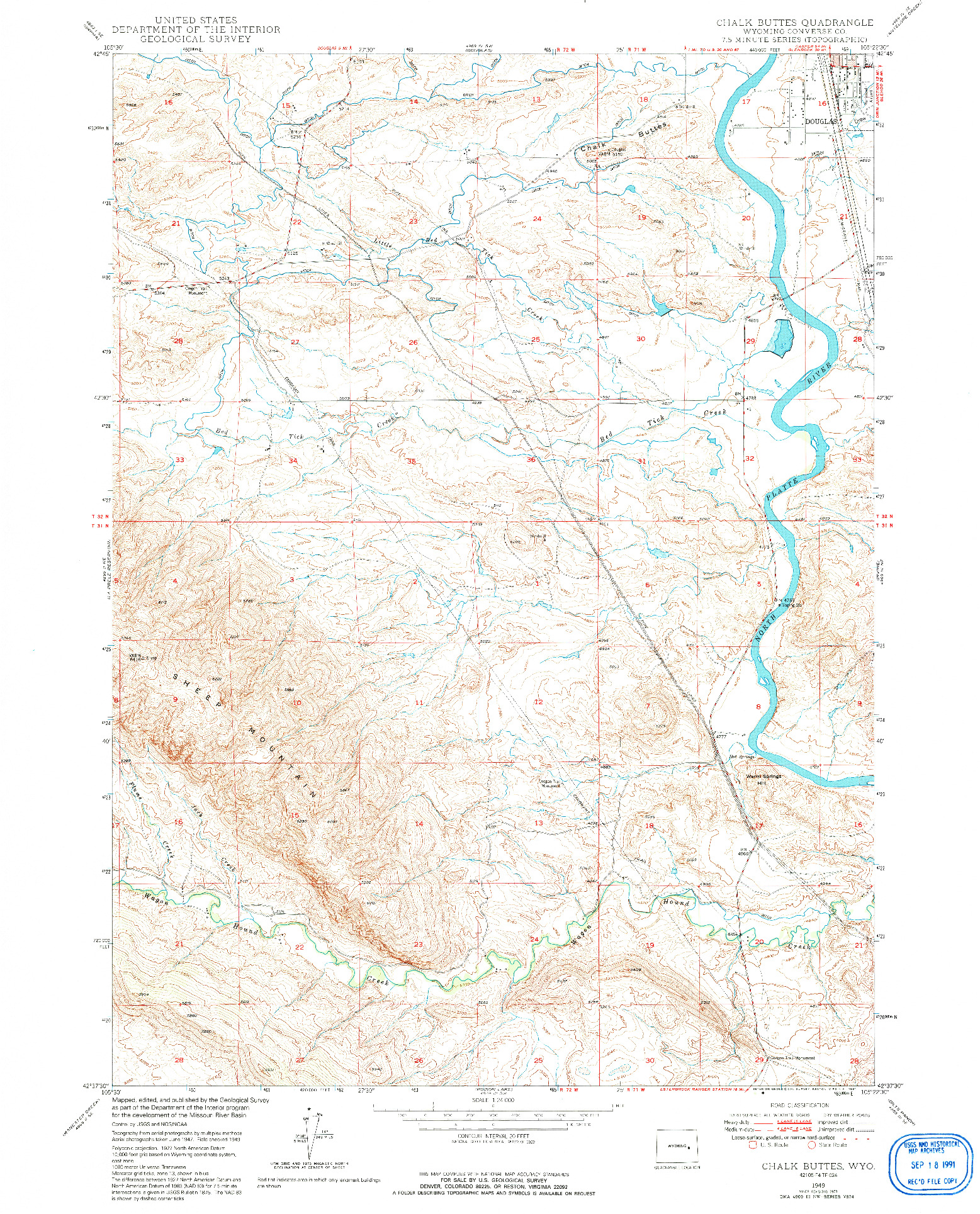 USGS 1:24000-SCALE QUADRANGLE FOR CHALK BUTTES, WY 1949