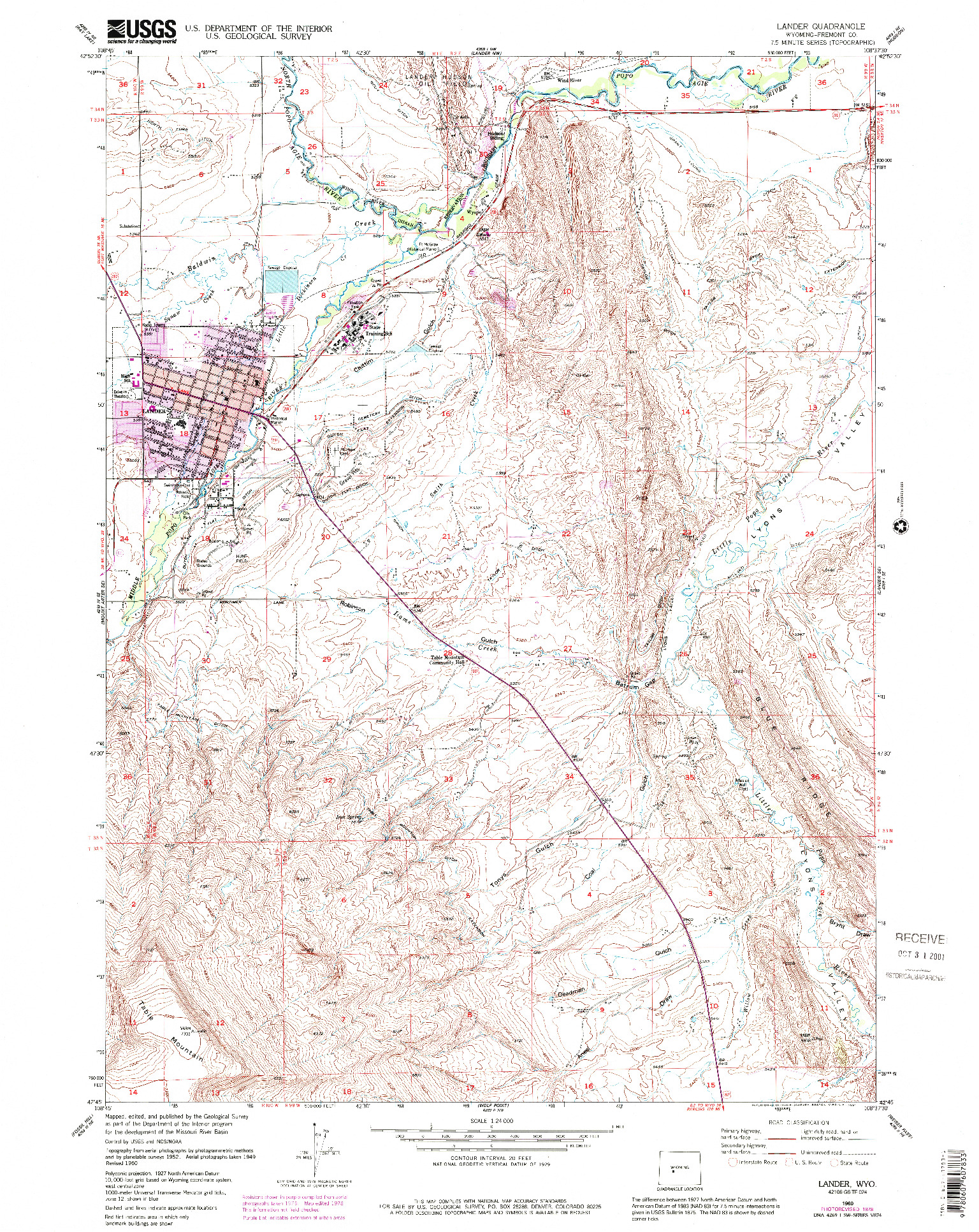 USGS 1:24000-SCALE QUADRANGLE FOR LANDER, WY 1978