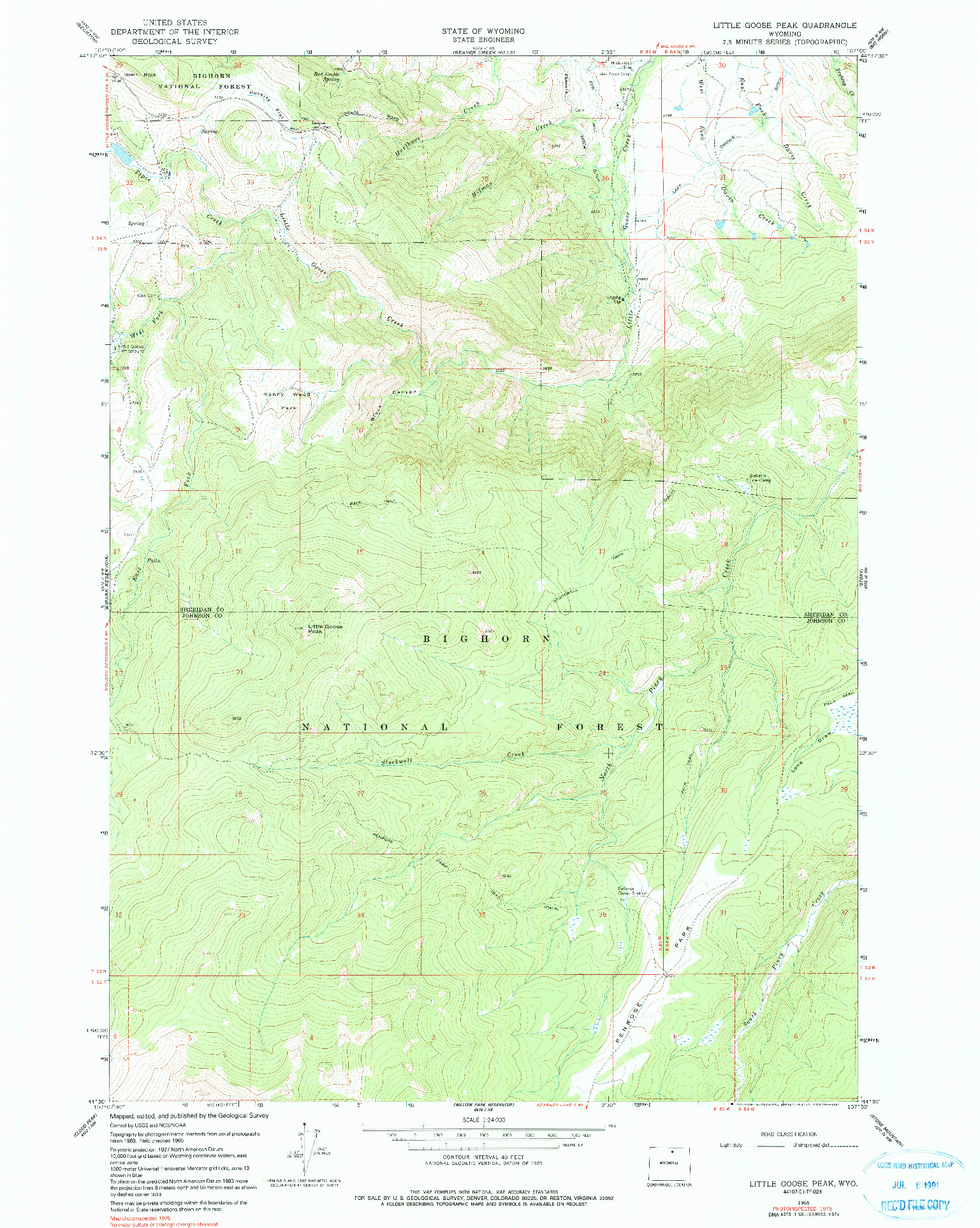 USGS 1:24000-SCALE QUADRANGLE FOR LITTLE GOOSE PEAK, WY 1965