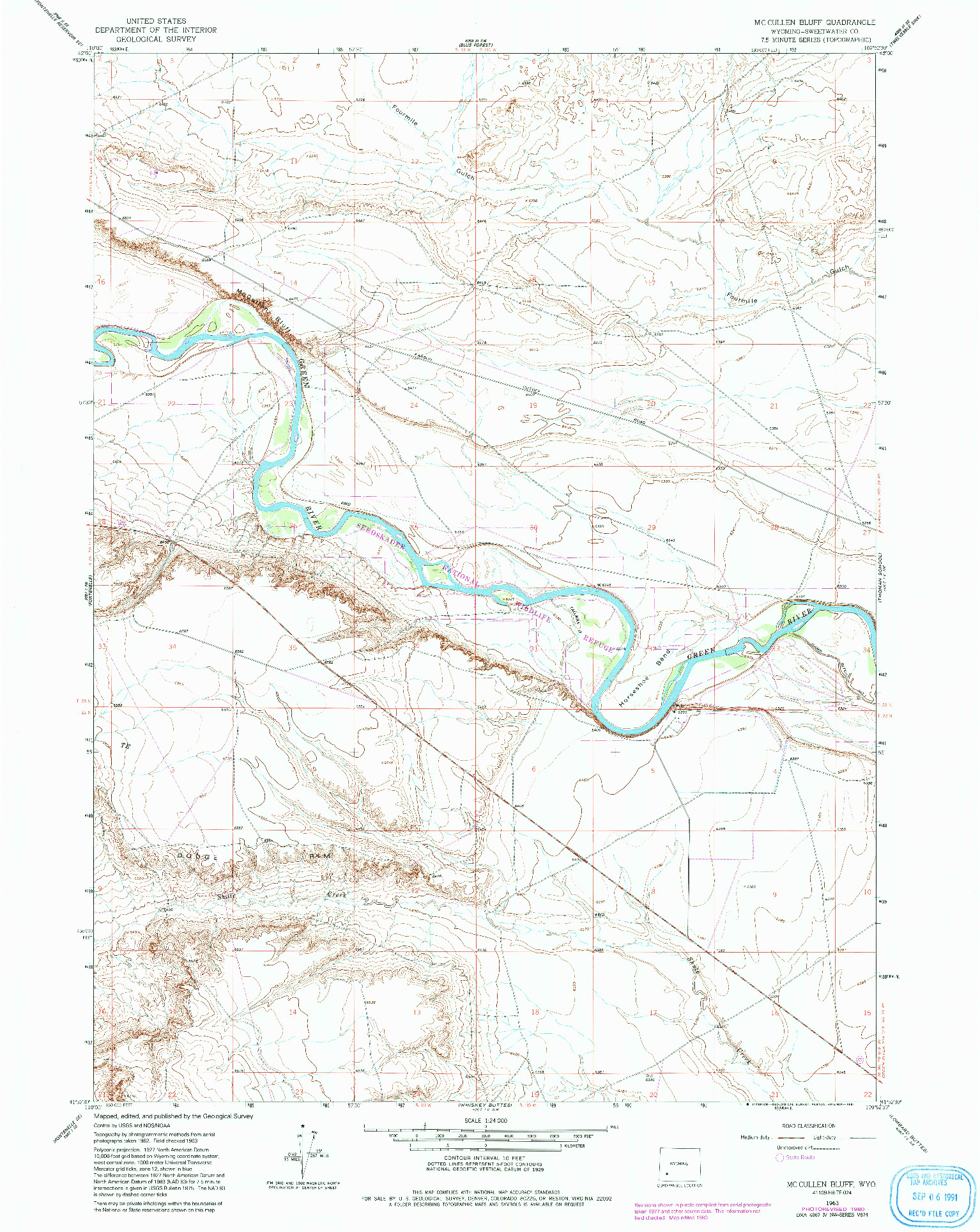 USGS 1:24000-SCALE QUADRANGLE FOR MC CULLEN BLUFF, WY 1963