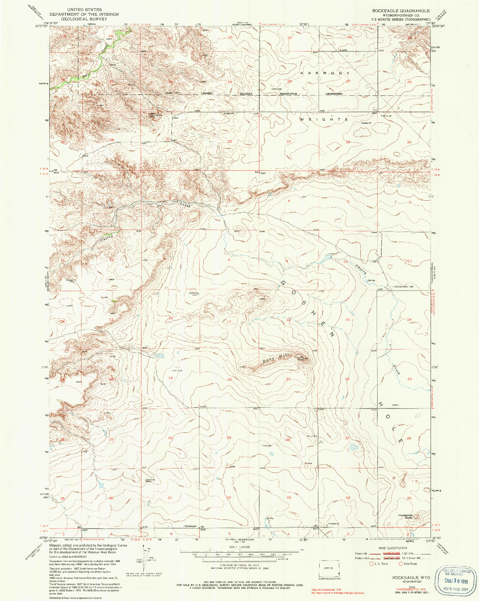 USGS 1:24000-SCALE QUADRANGLE FOR ROCKEAGLE, WY 1950