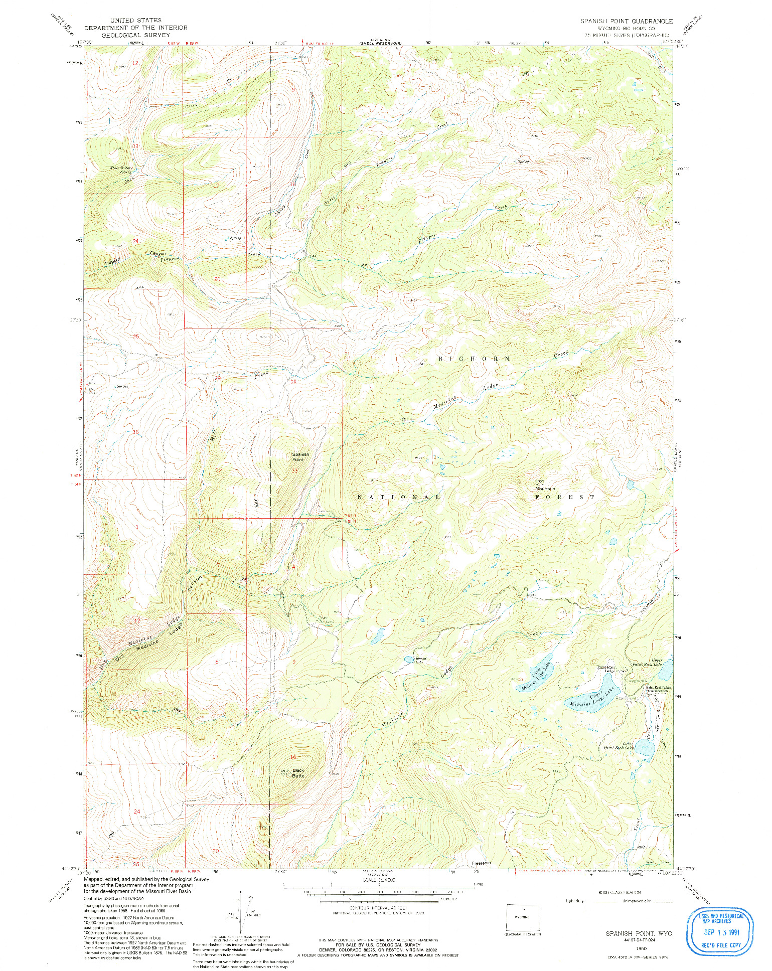 USGS 1:24000-SCALE QUADRANGLE FOR SPANISH POINT, WY 1960