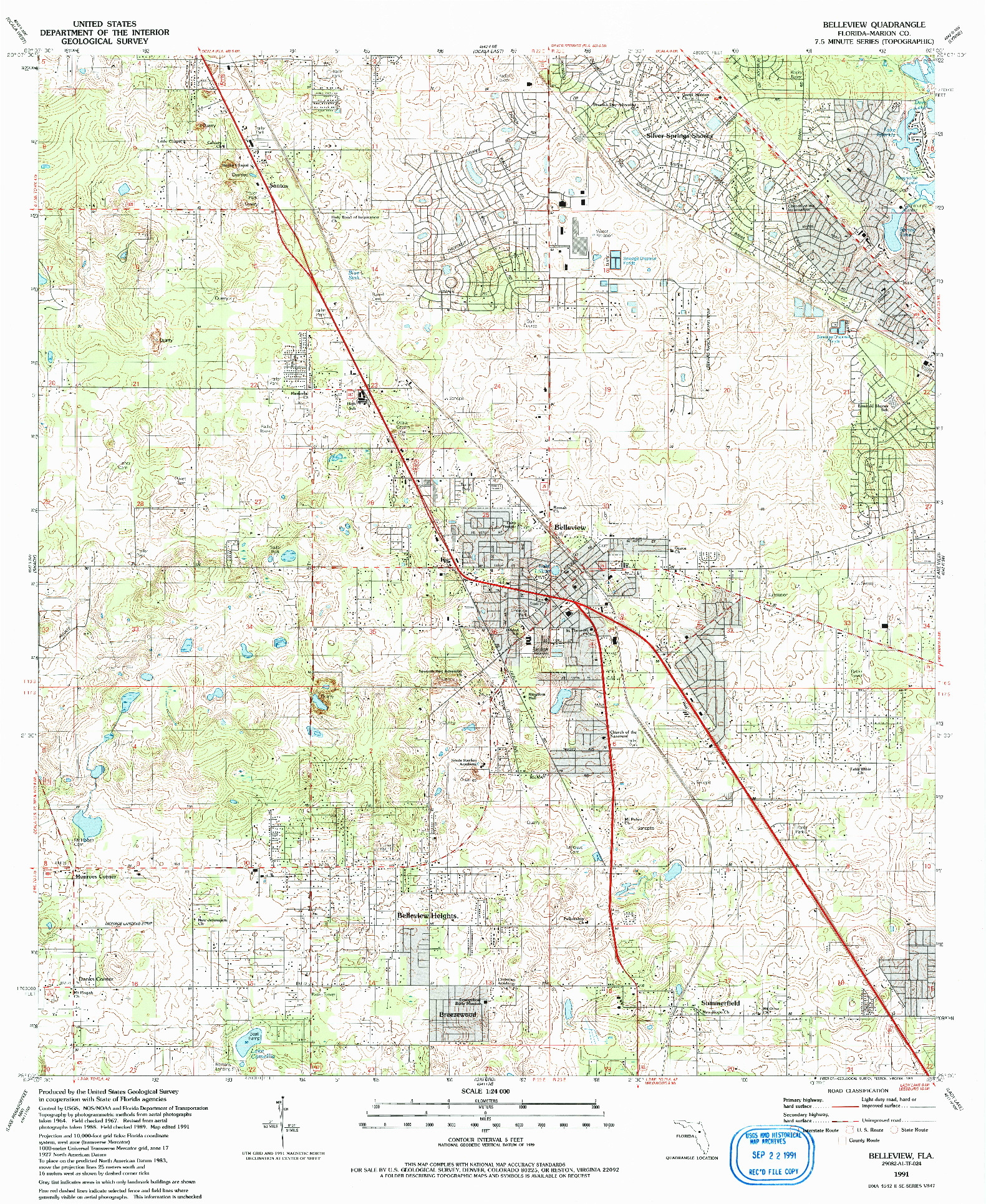 USGS 1:24000-SCALE QUADRANGLE FOR BELLEVIEW, FL 1991