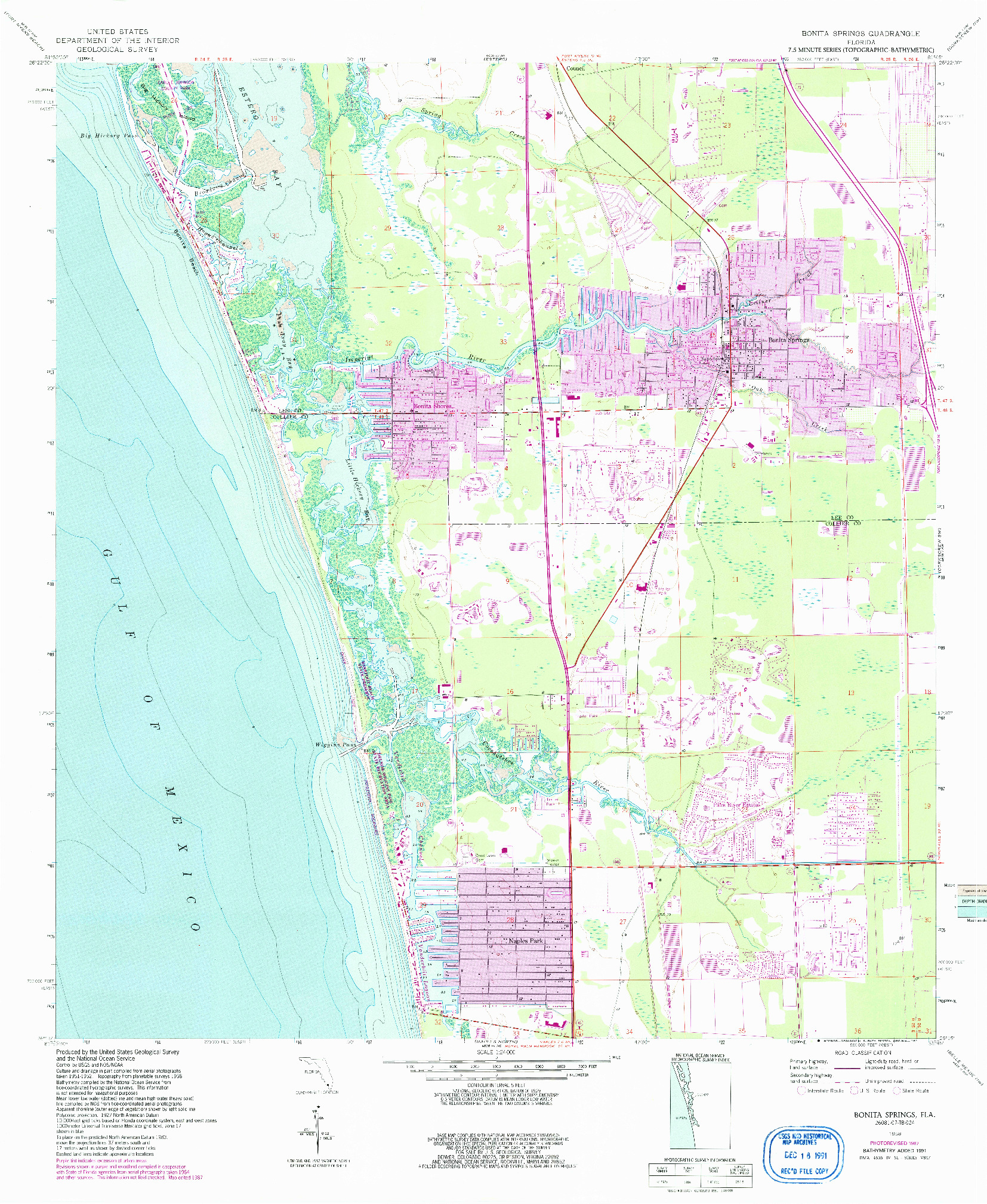USGS 1:24000-SCALE QUADRANGLE FOR BONITA SPRINGS, FL 1958
