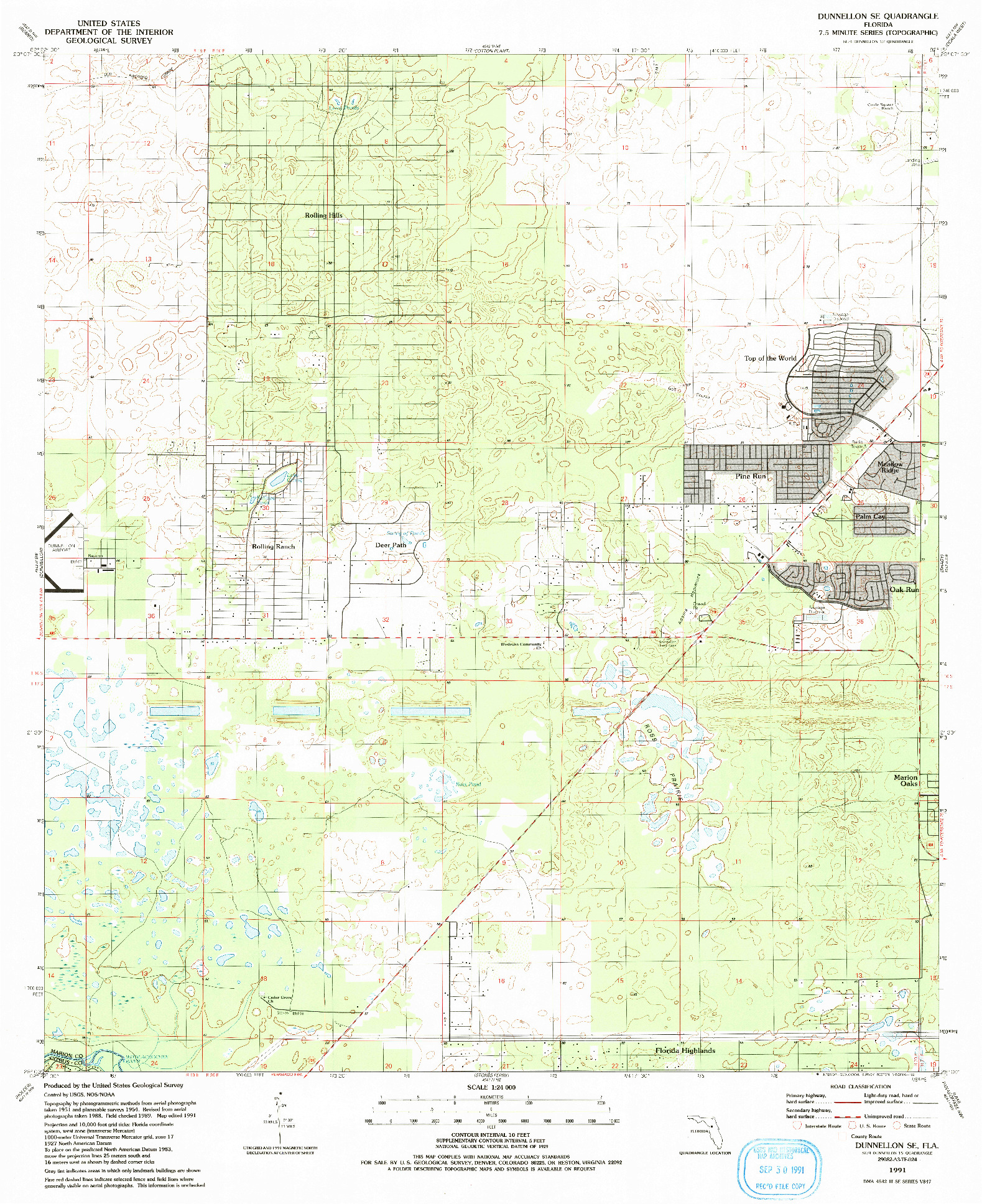 USGS 1:24000-SCALE QUADRANGLE FOR DUNNELLON SE, FL 1991