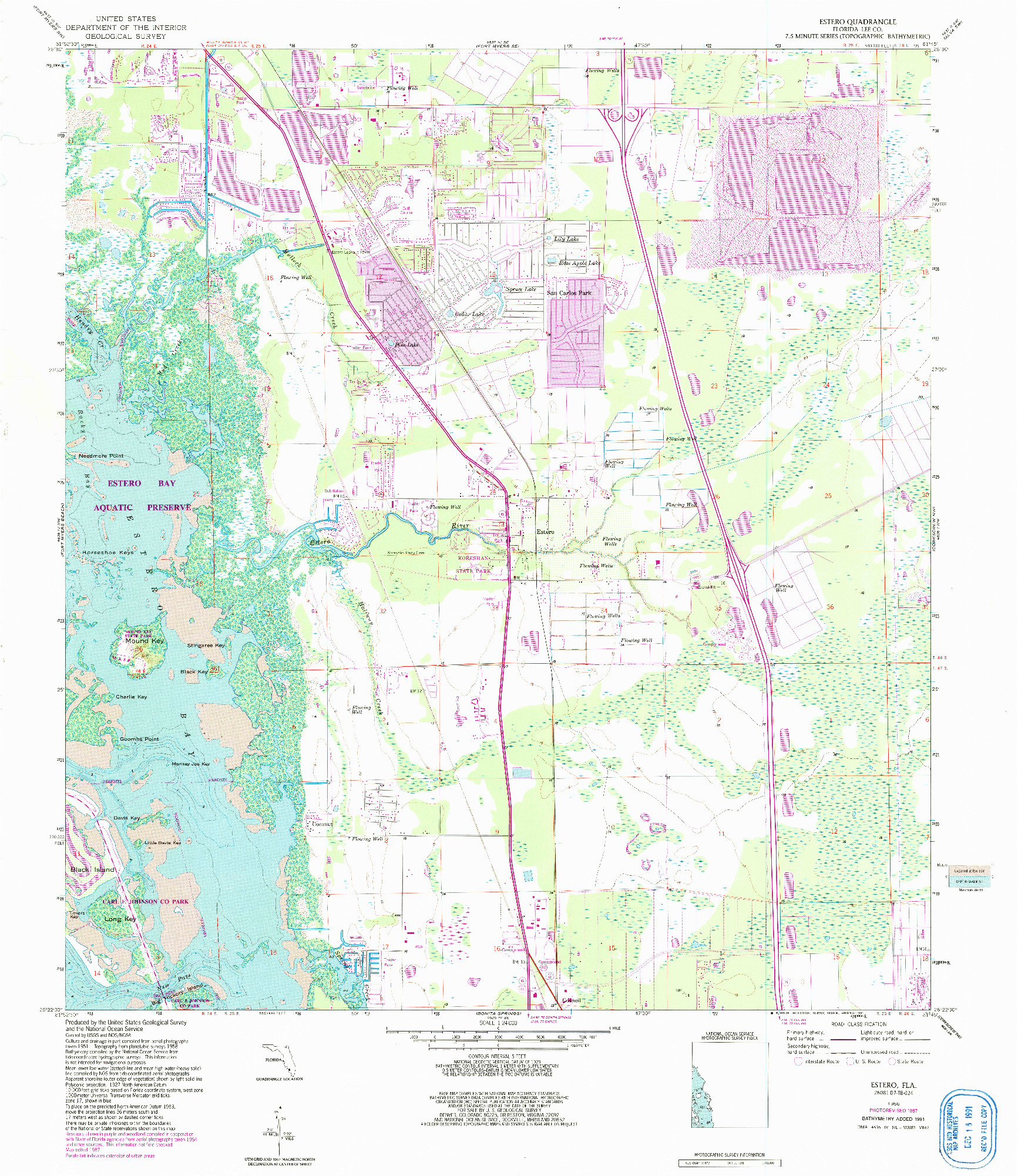 USGS 1:24000-SCALE QUADRANGLE FOR ESTERO, FL 1958