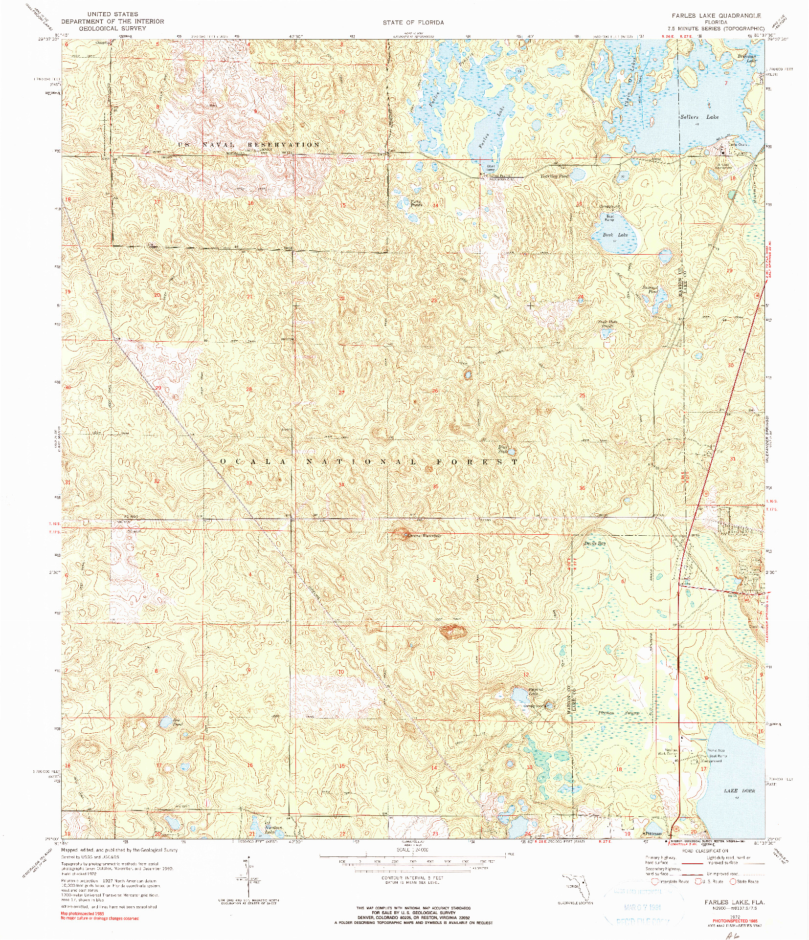 USGS 1:24000-SCALE QUADRANGLE FOR FARLES LAKE, FL 1972