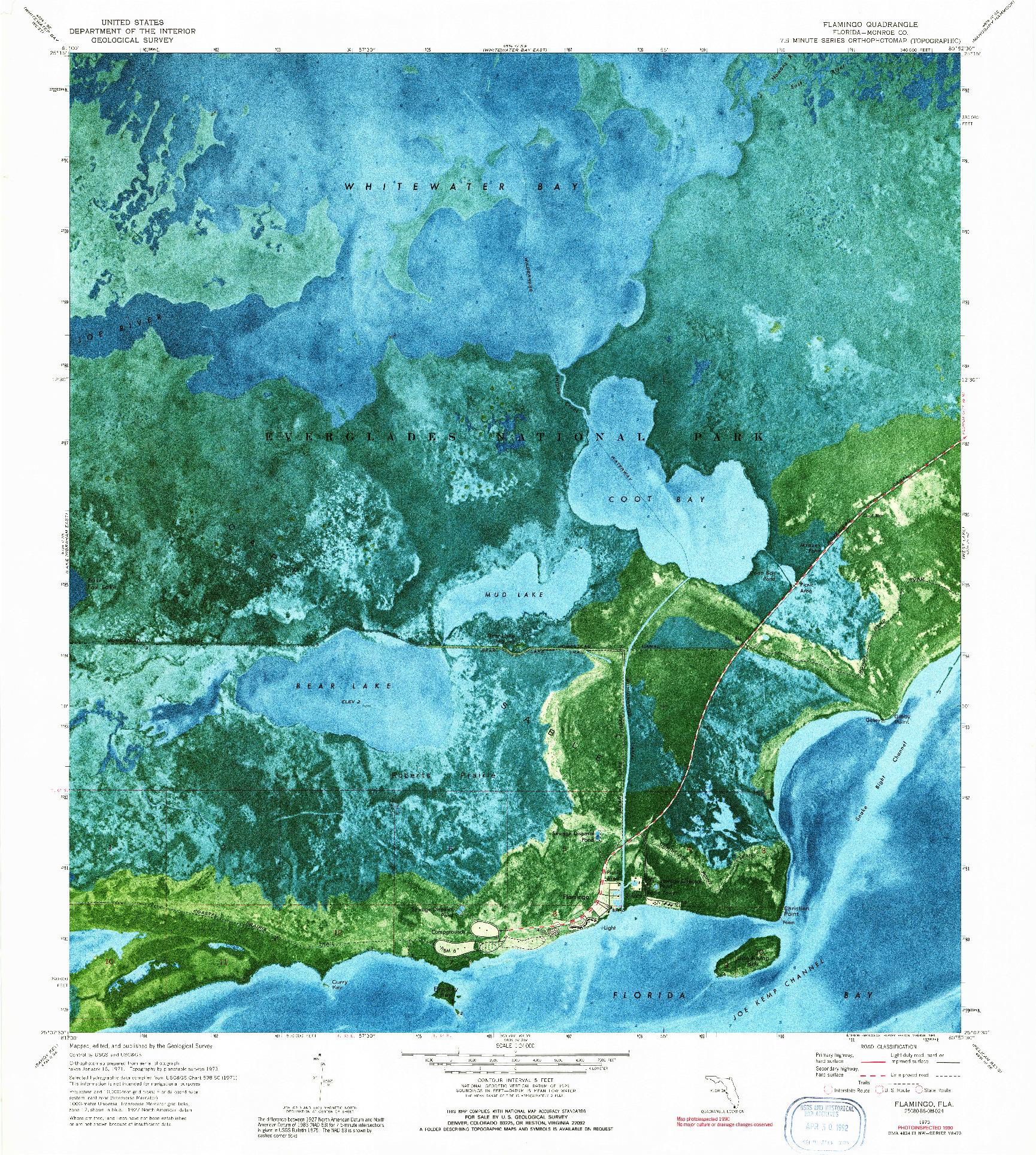 USGS 1:24000-SCALE QUADRANGLE FOR FLAMINGO, FL 1973