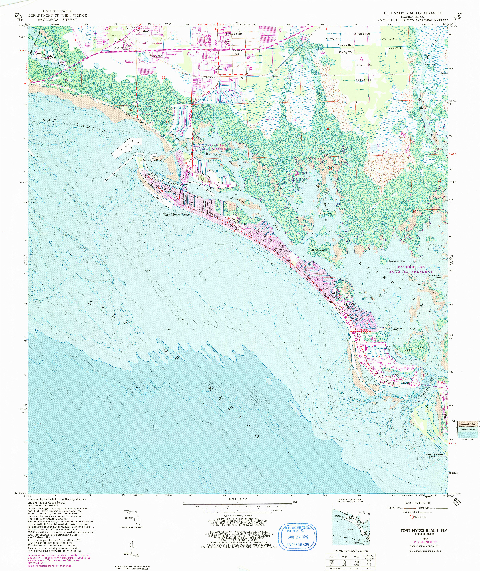 USGS 1:24000-SCALE QUADRANGLE FOR FORT MYERS BEACH, FL 1958