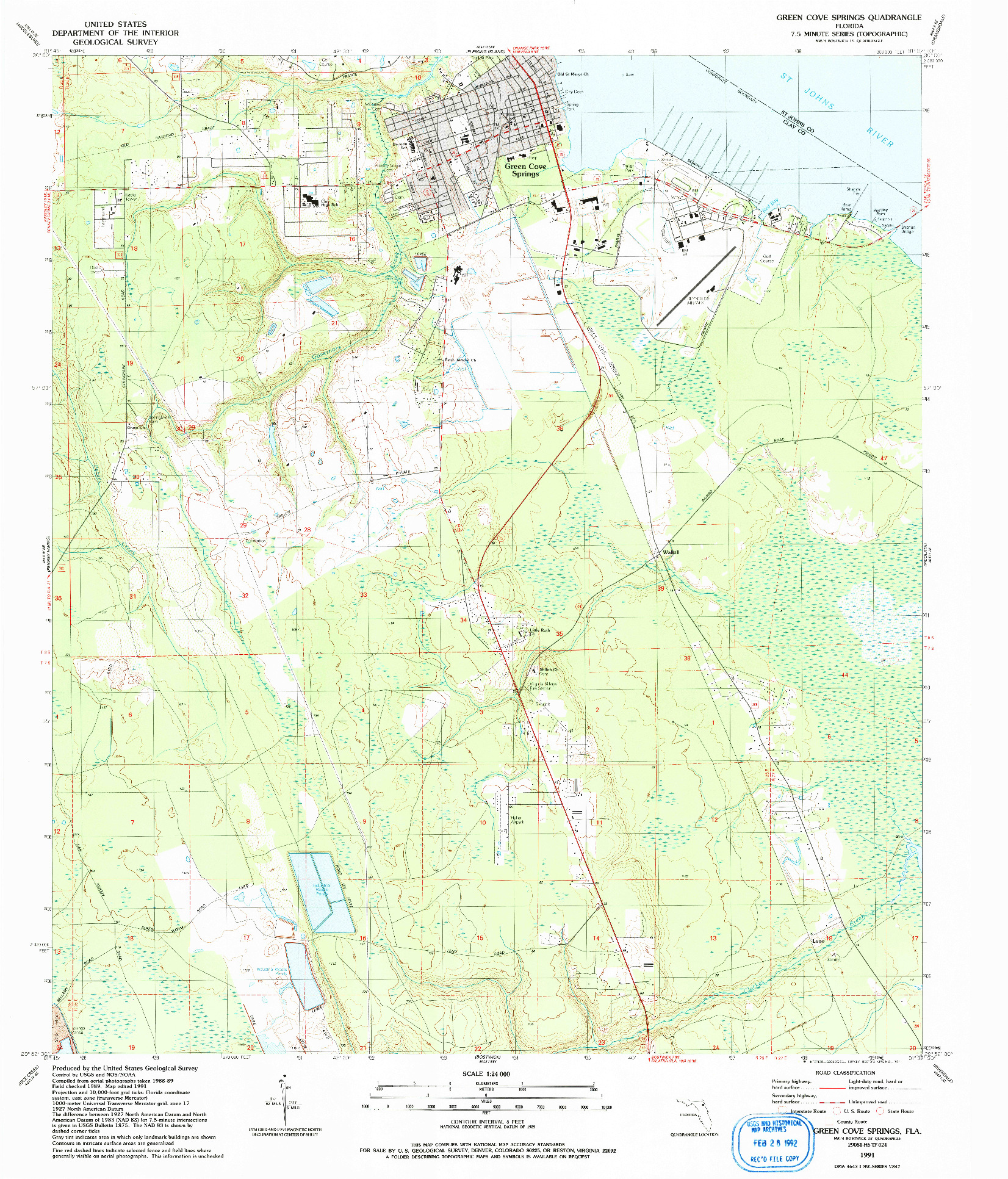 USGS 1:24000-SCALE QUADRANGLE FOR GREEN COVE SPRINGS, FL 1991