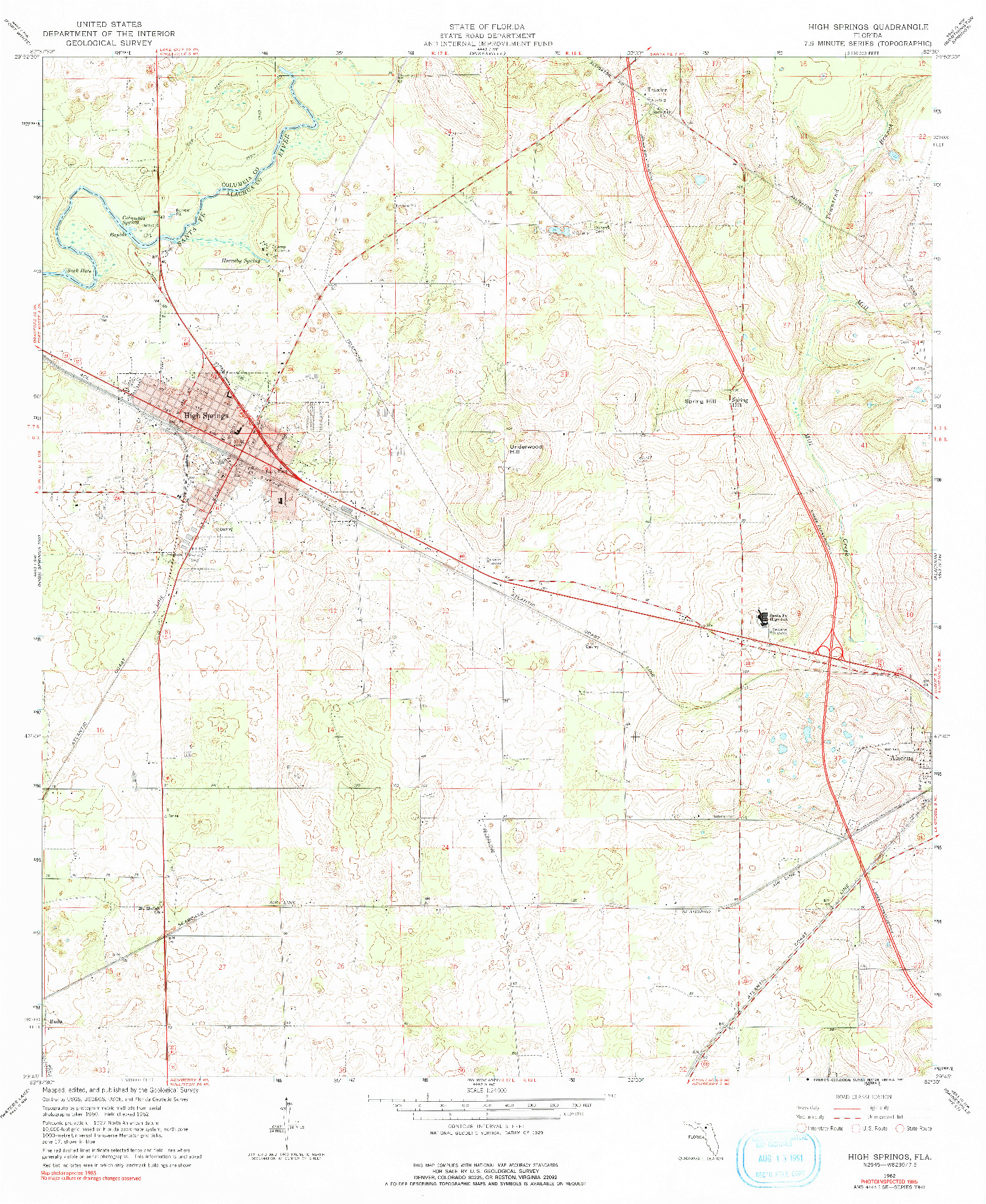 USGS 1:24000-SCALE QUADRANGLE FOR HIGH SPRINGS, FL 1962