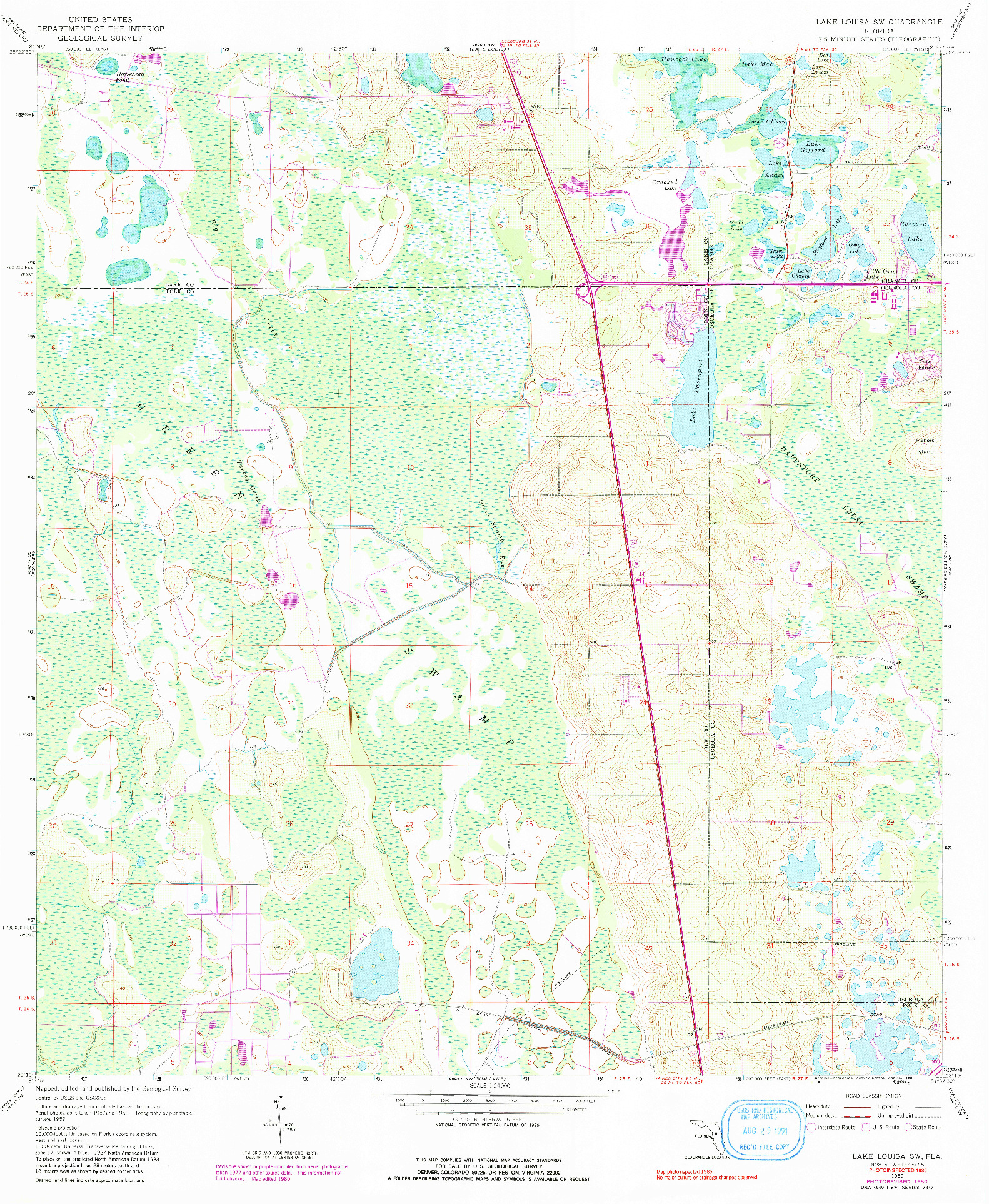 USGS 1:24000-SCALE QUADRANGLE FOR LAKE LOUISA SW, FL 1959