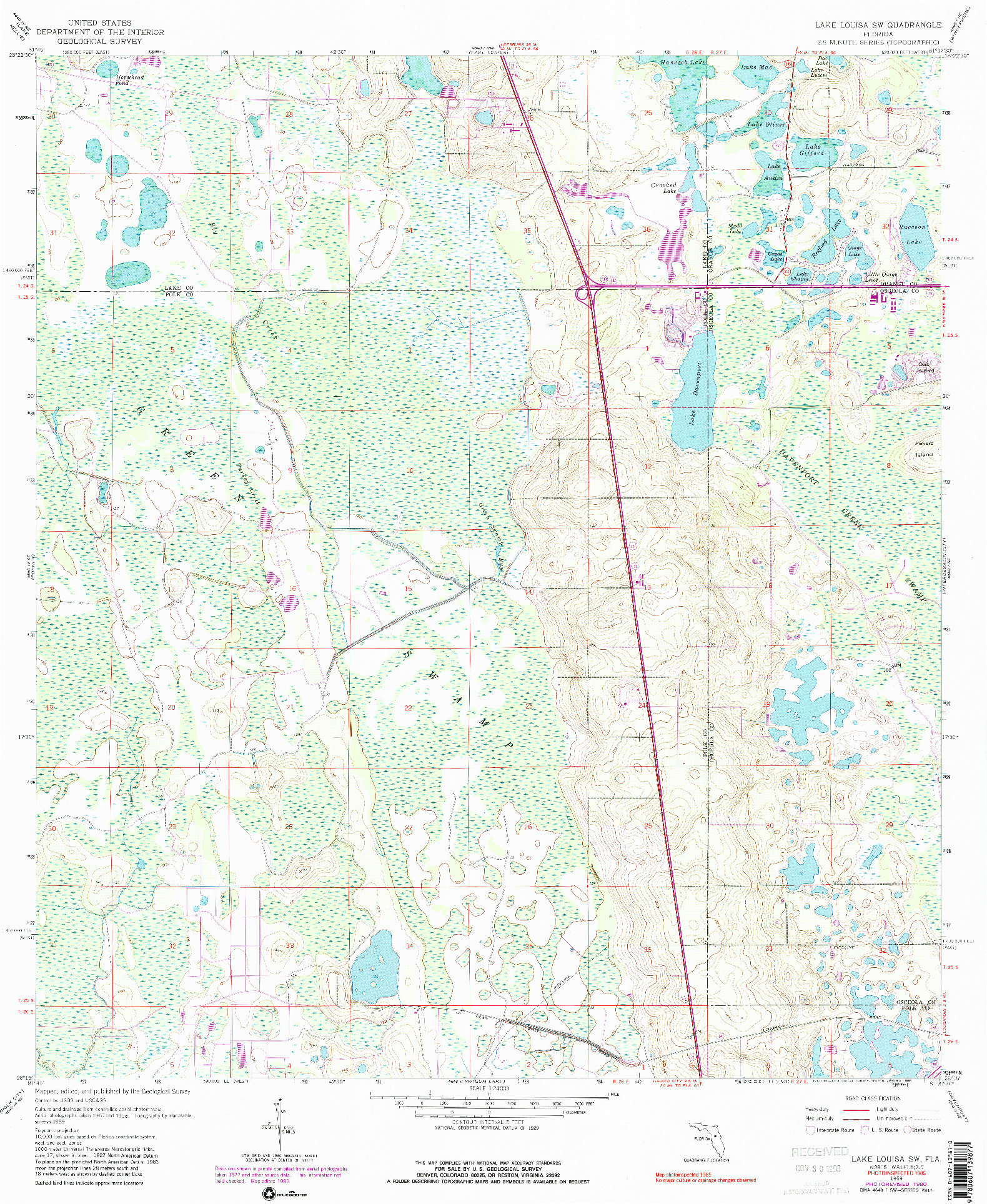 USGS 1:24000-SCALE QUADRANGLE FOR LAKE LOUISA SW, FL 1959