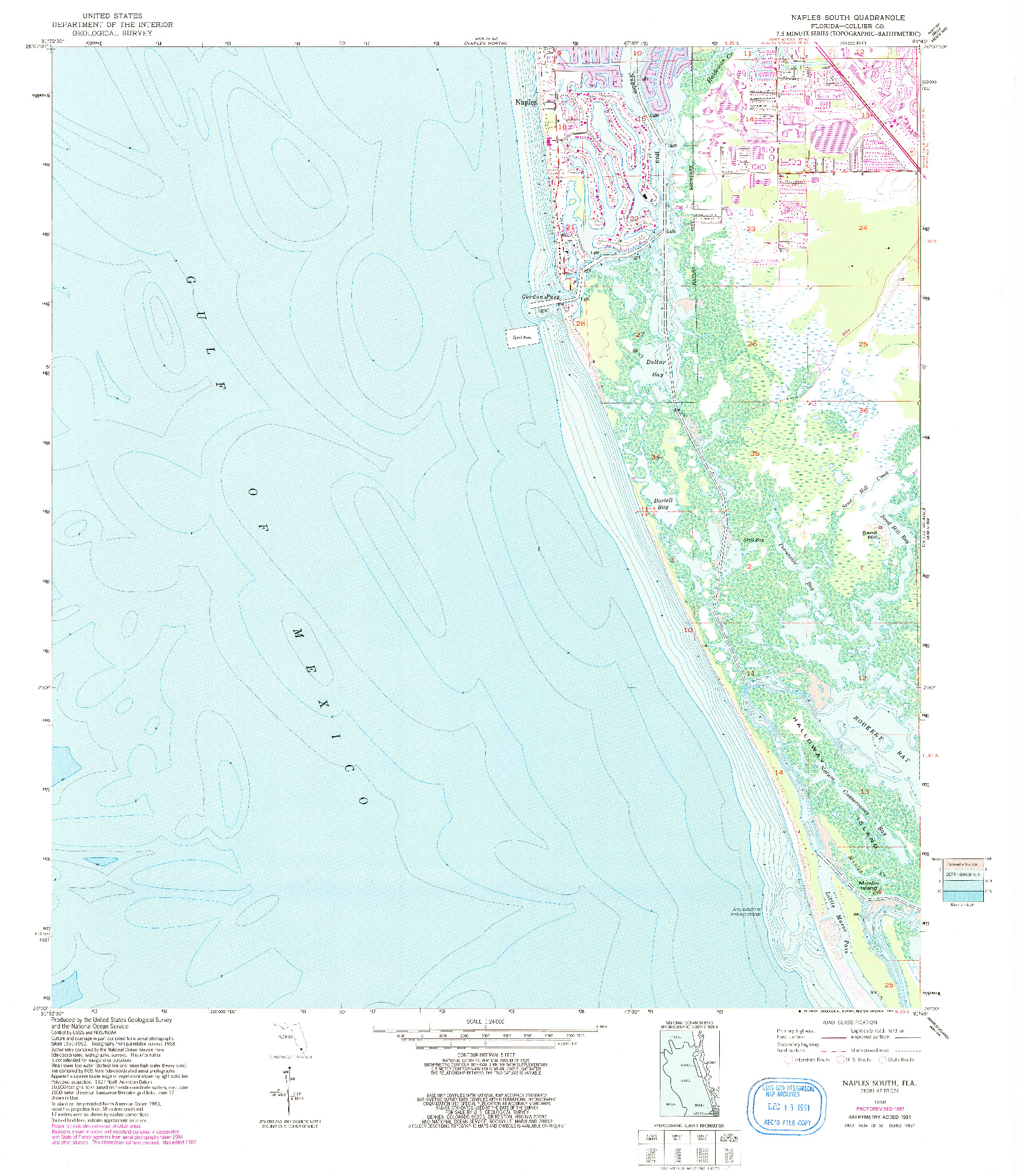 USGS 1:24000-SCALE QUADRANGLE FOR NAPLES SOUTH, FL 1958