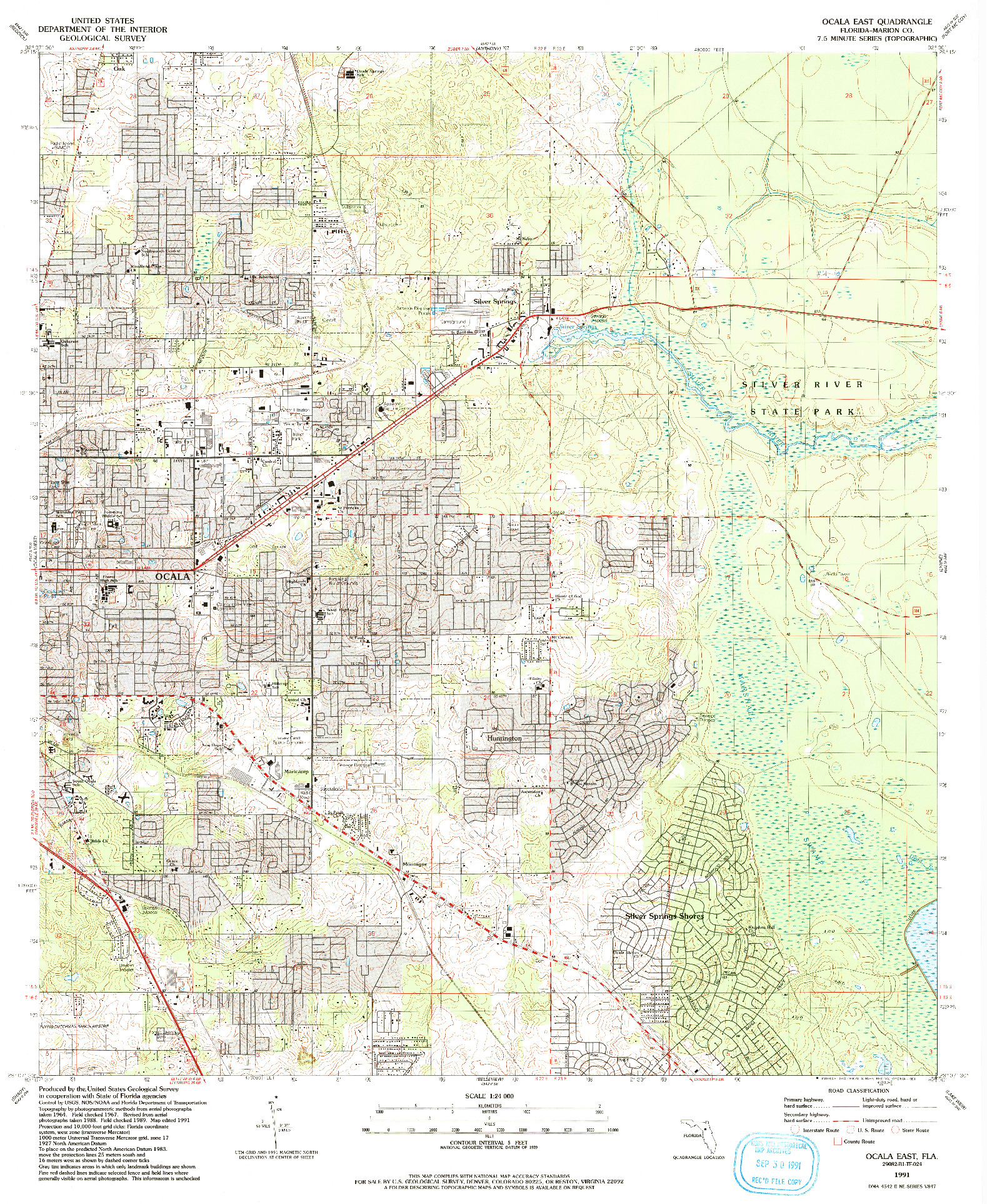 USGS 1:24000-SCALE QUADRANGLE FOR OCALA EAST, FL 1991