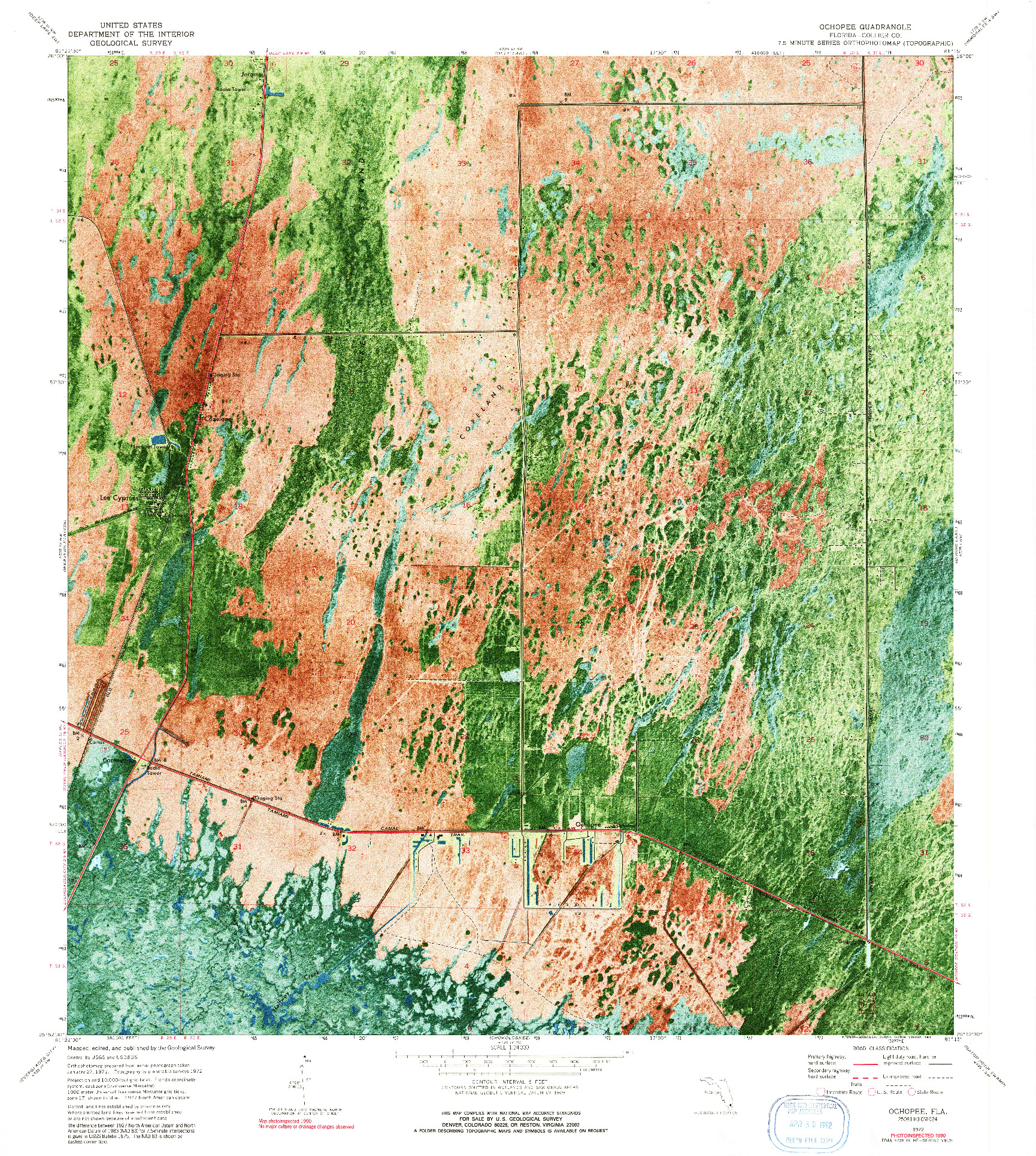 USGS 1:24000-SCALE QUADRANGLE FOR OCHOPEE, FL 1972