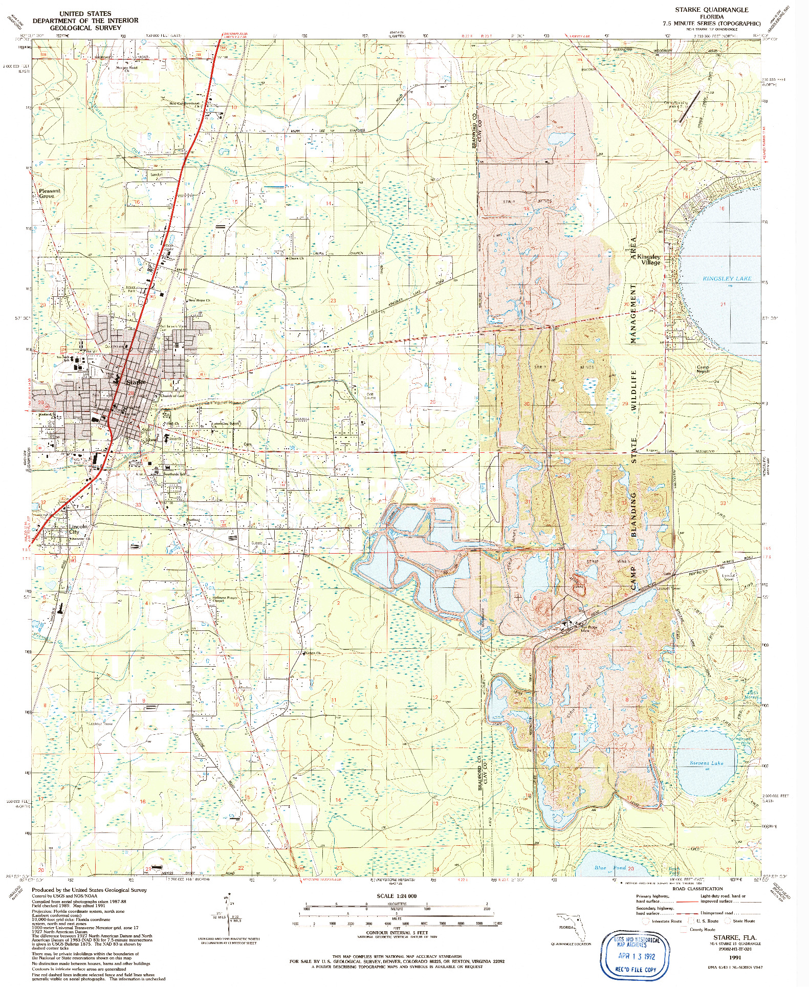 USGS 1:24000-SCALE QUADRANGLE FOR STARKE, FL 1991