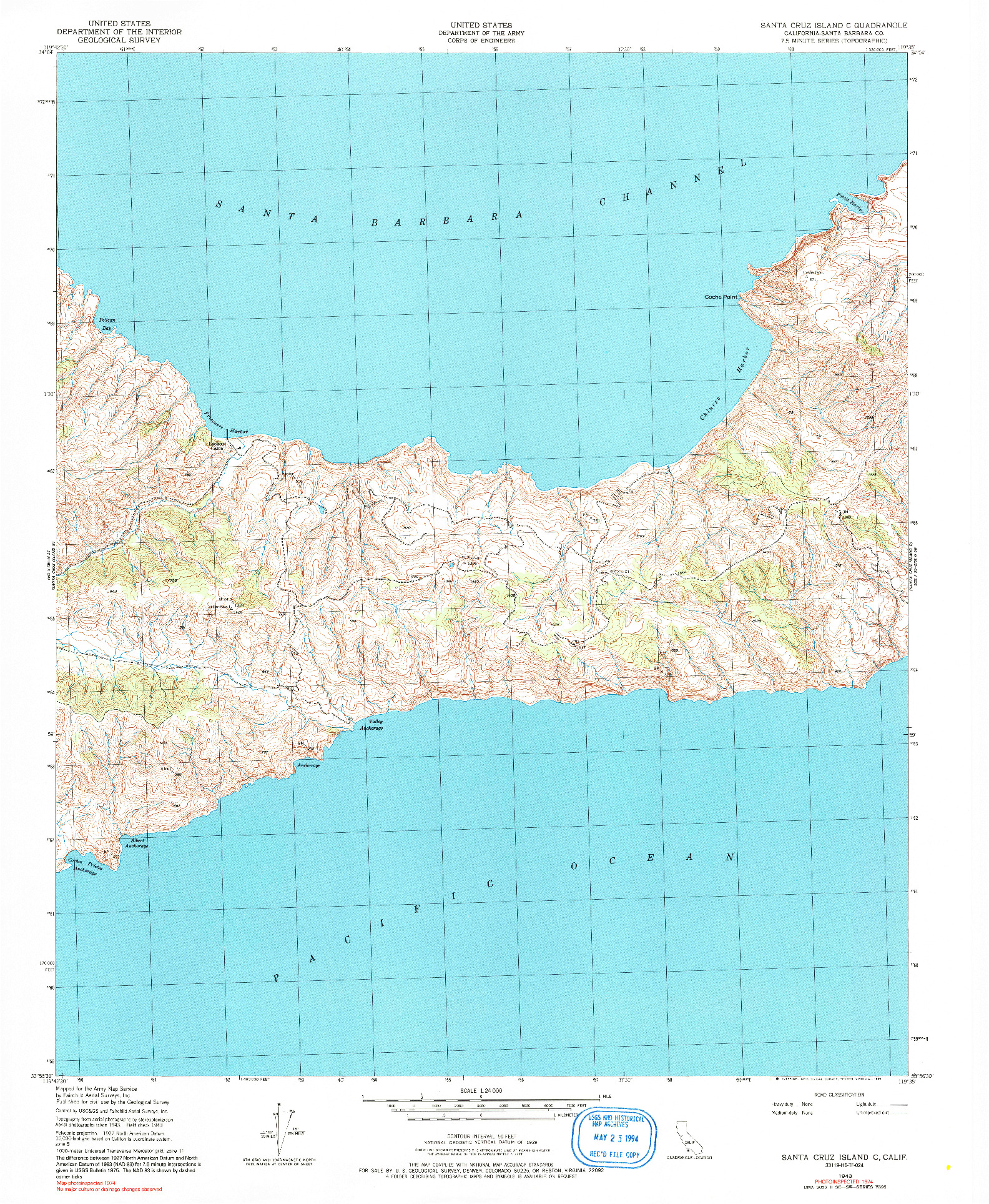 USGS 1:24000-SCALE QUADRANGLE FOR SANTA CRUZ ISLAND C, CA 1943