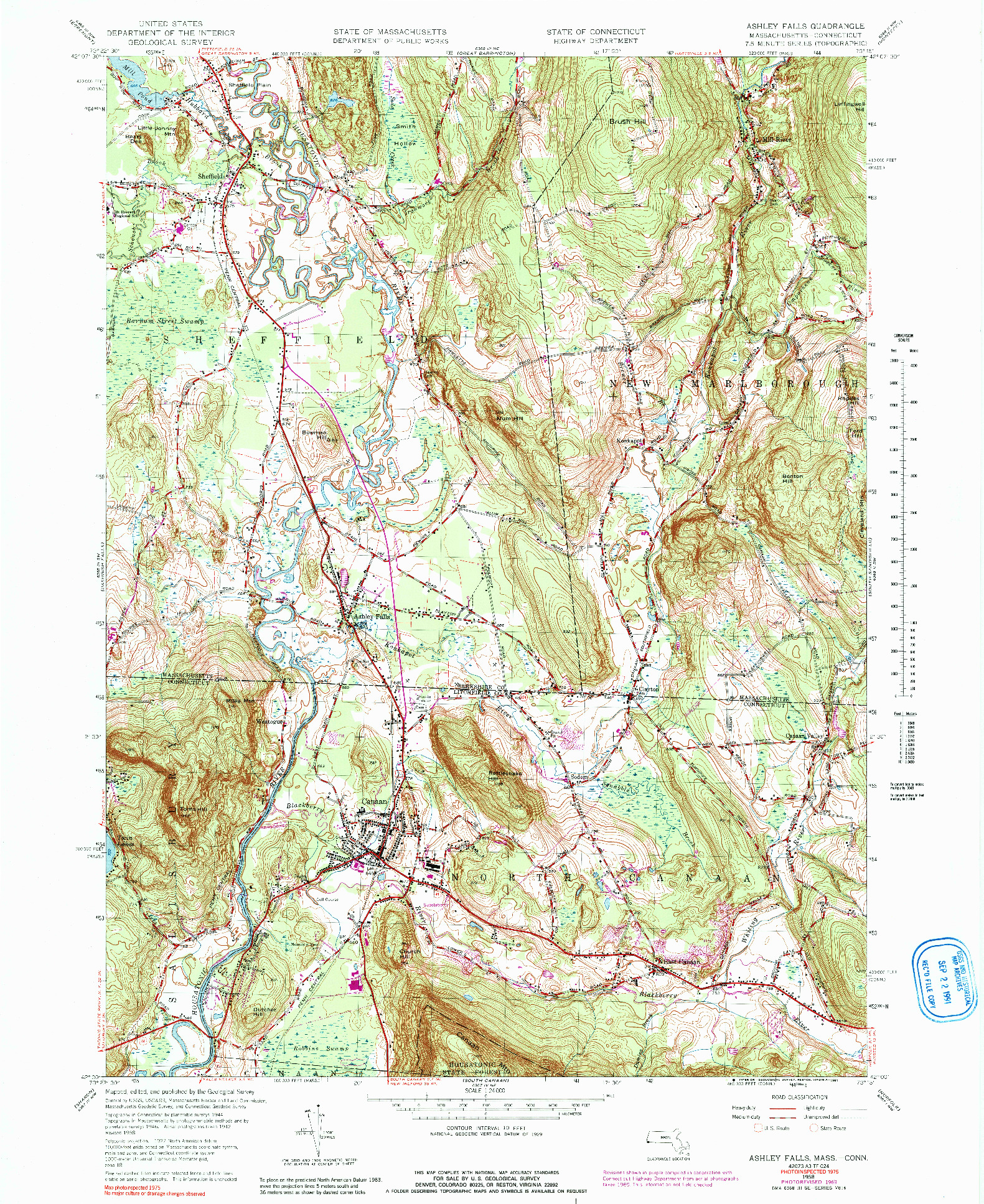 USGS 1:24000-SCALE QUADRANGLE FOR ASHLEY FALLS, MA 1958