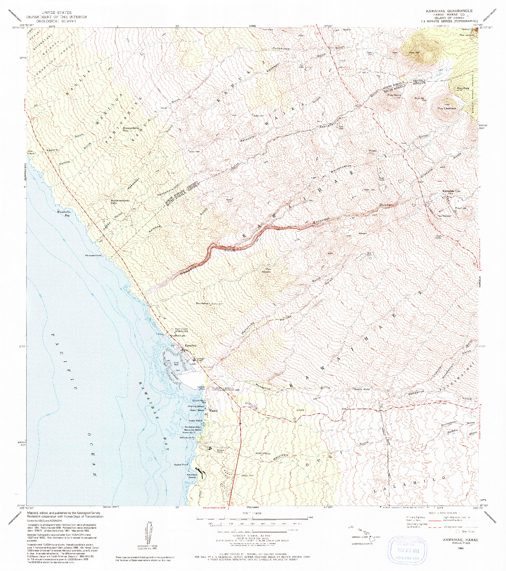 USGS 1:24000-SCALE QUADRANGLE FOR KAWAIHAE, HI 1982