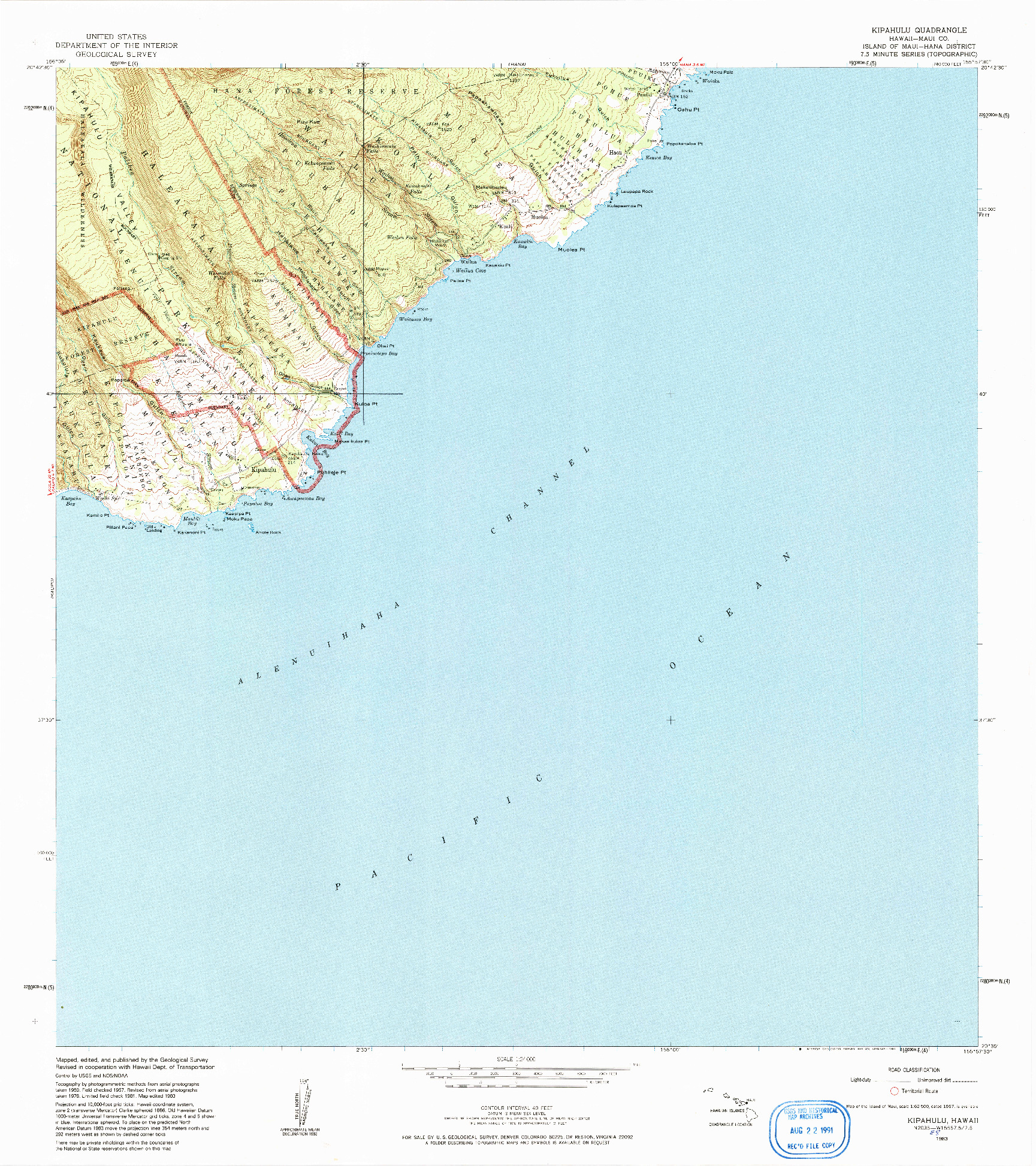 USGS 1:24000-SCALE QUADRANGLE FOR KIPAHULU, HI 1983