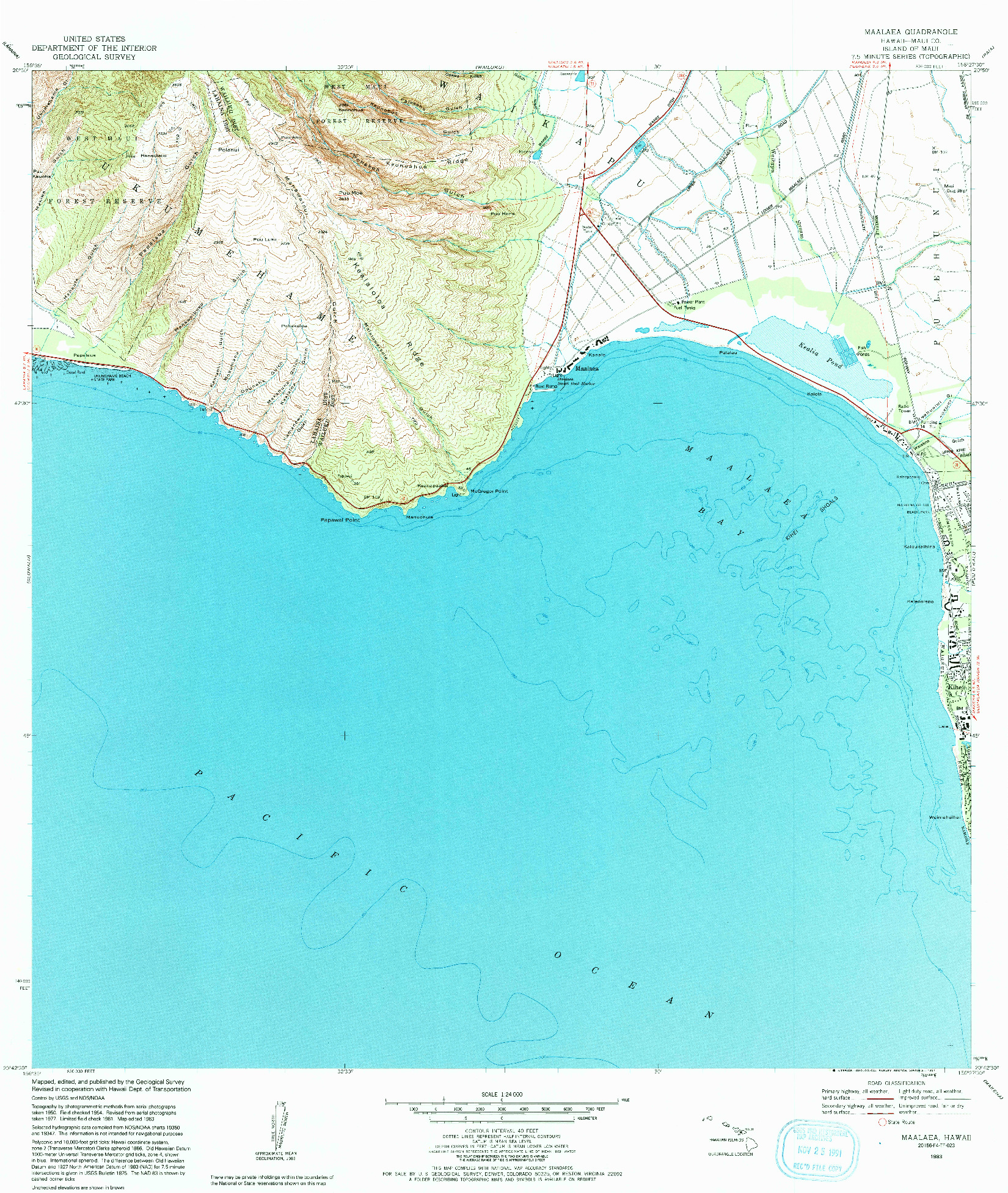 USGS 1:24000-SCALE QUADRANGLE FOR MAALAEA, HI 1983