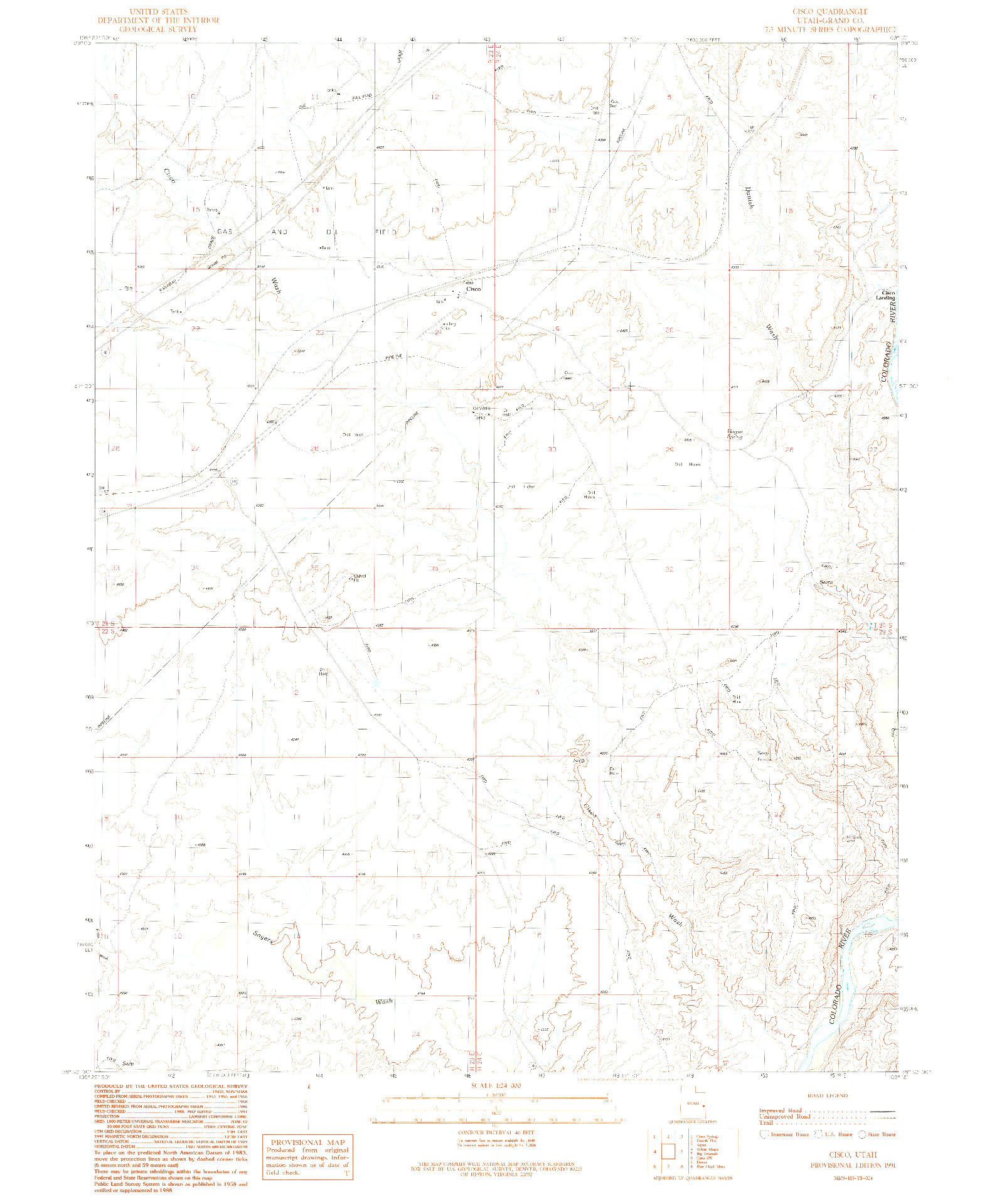 USGS 1:24000-SCALE QUADRANGLE FOR CISCO, UT 1991