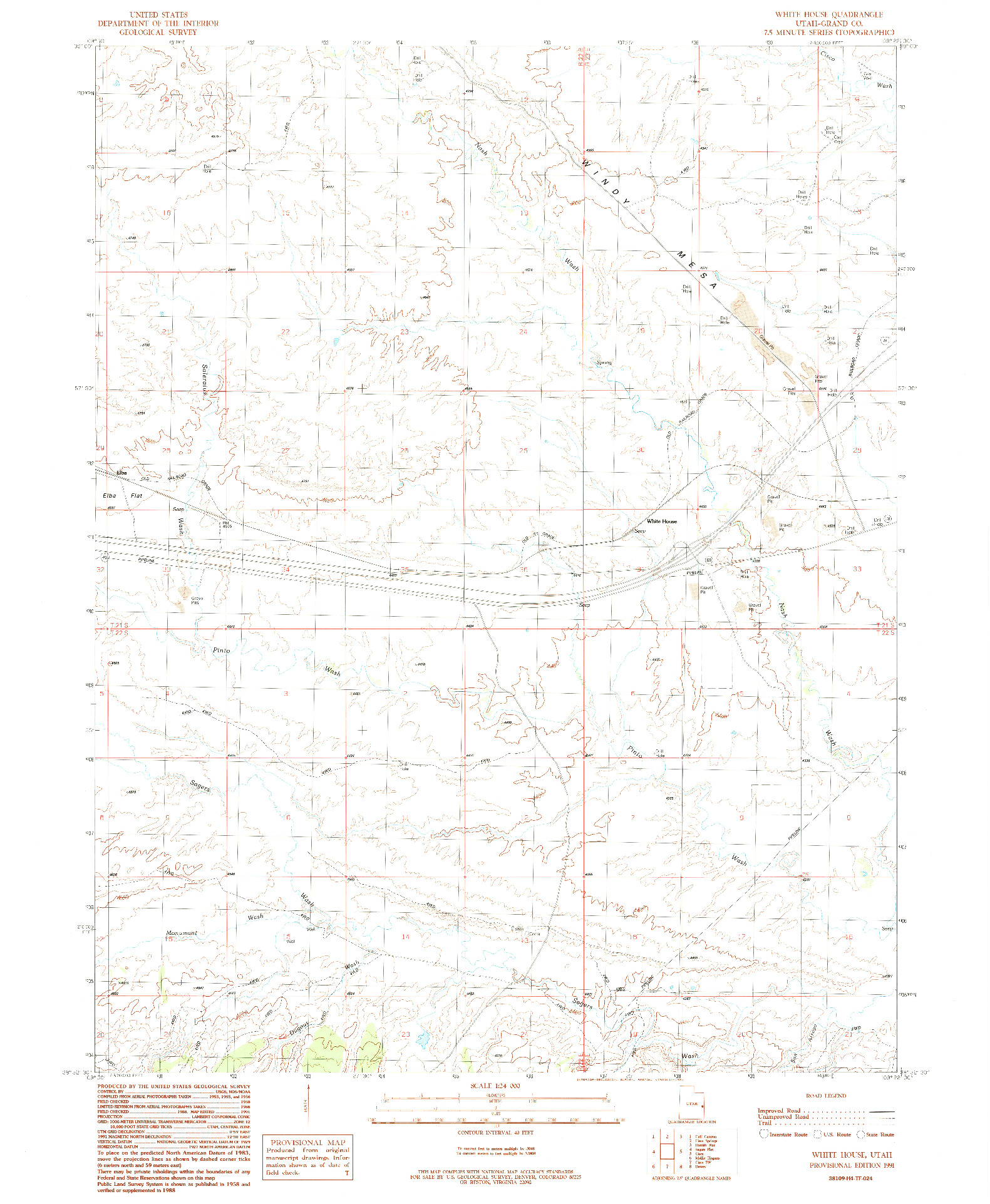 USGS 1:24000-SCALE QUADRANGLE FOR WHITE HOUSE, UT 1991