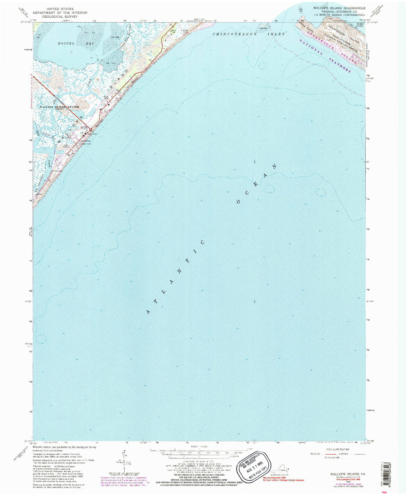 USGS 1:24000-SCALE QUADRANGLE FOR WALLOPS ISLAND, VA 1965