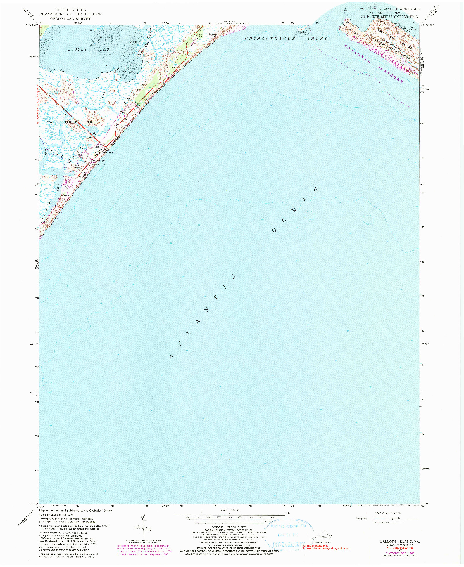 USGS 1:24000-SCALE QUADRANGLE FOR WALLOPS ISLAND, VA 1965