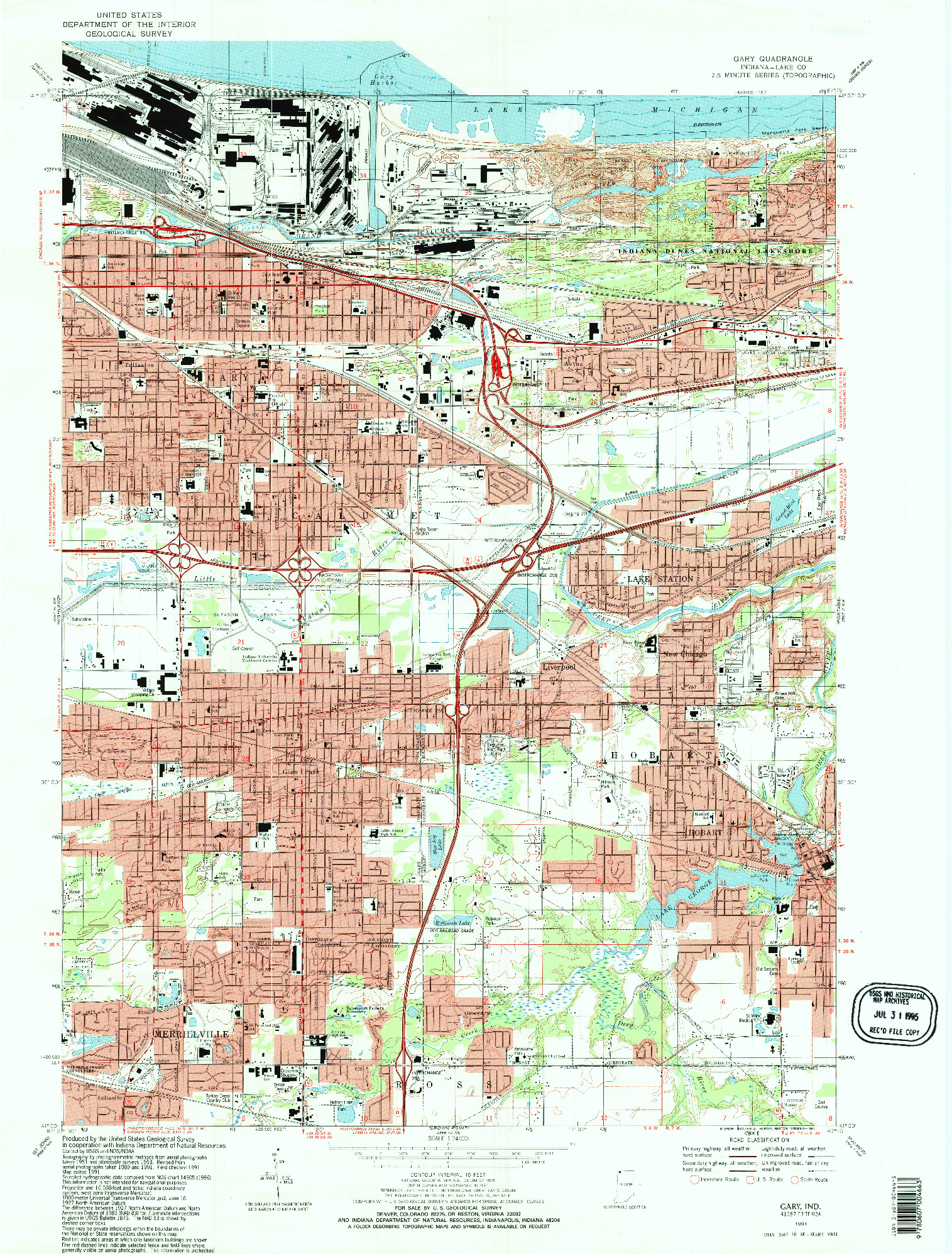 USGS 1:24000-SCALE QUADRANGLE FOR GARY, IN 1991