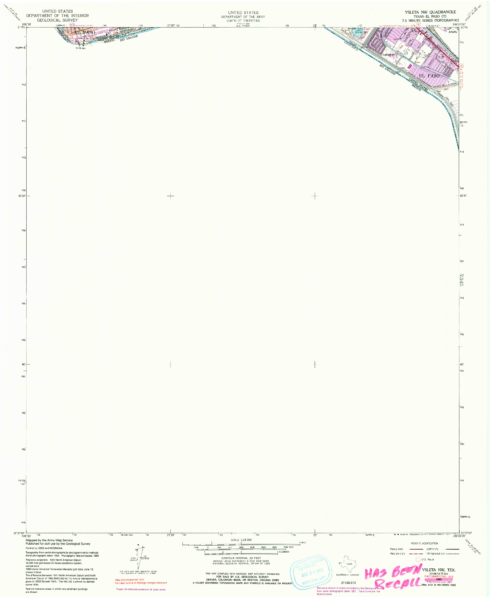 USGS 1:24000-SCALE QUADRANGLE FOR YSLETA NW, TX 1990