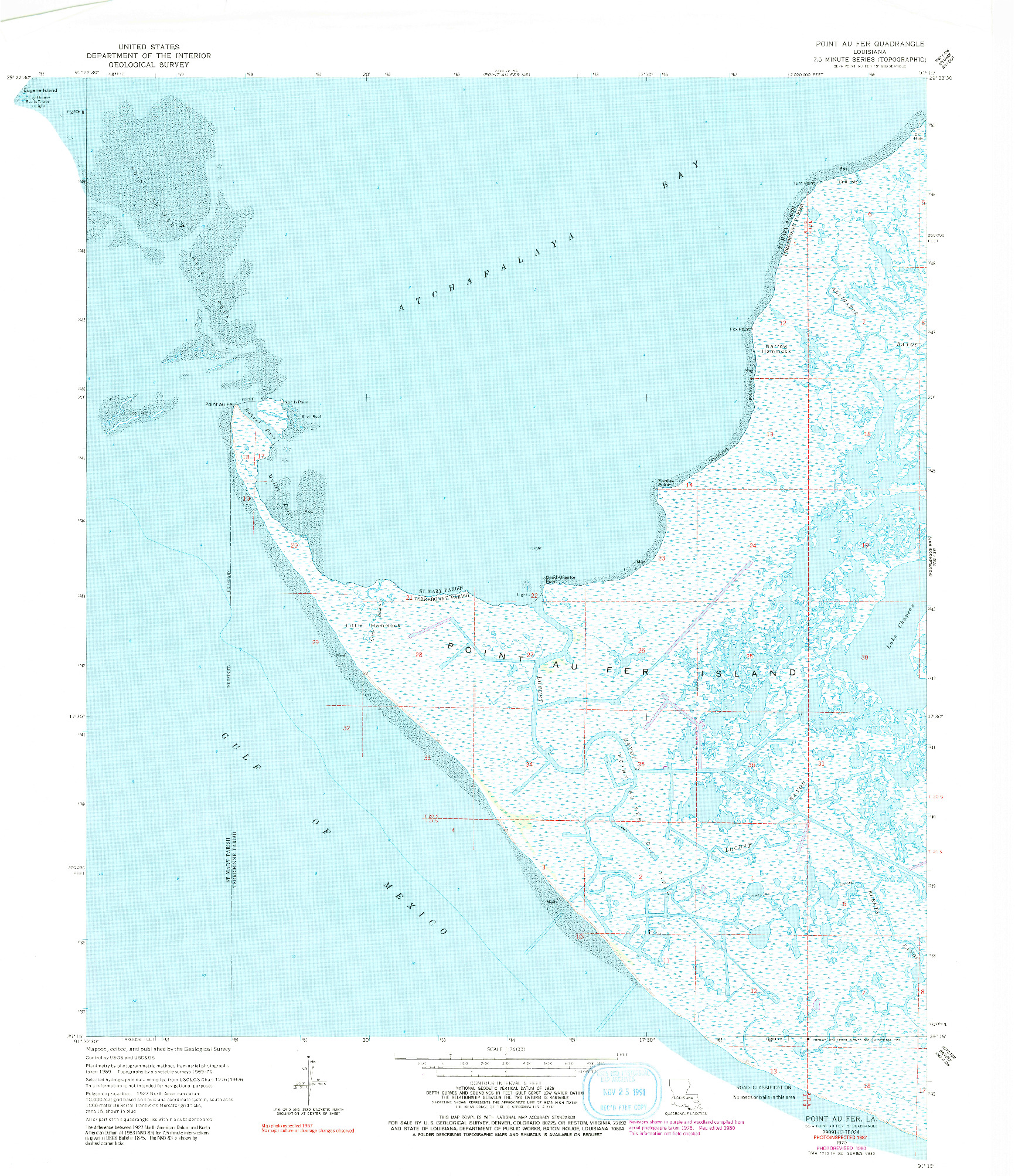 USGS 1:24000-SCALE QUADRANGLE FOR POINT AU FER, LA 1970