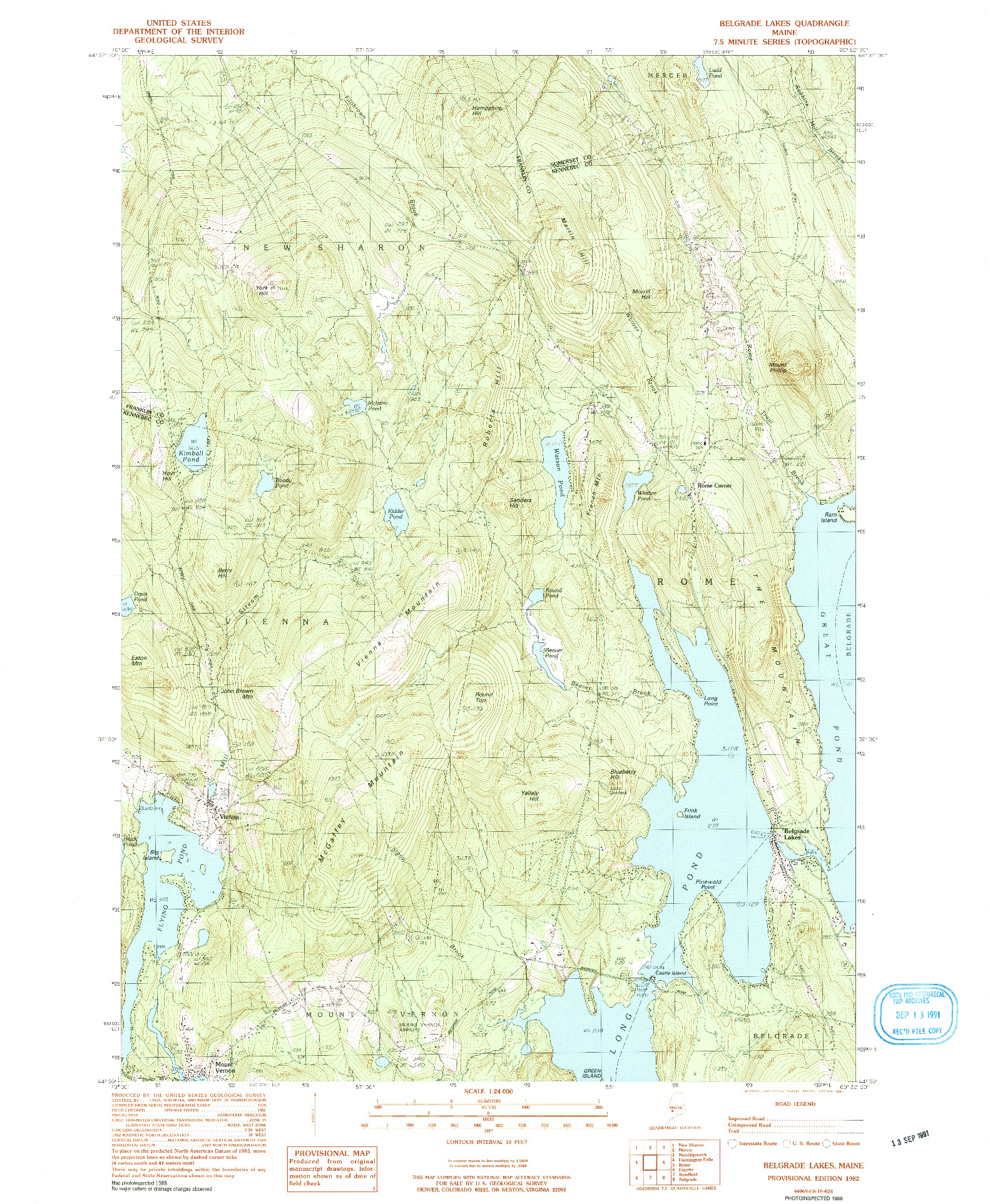 USGS 1:24000-SCALE QUADRANGLE FOR BELGRADE LAKES, ME 1982