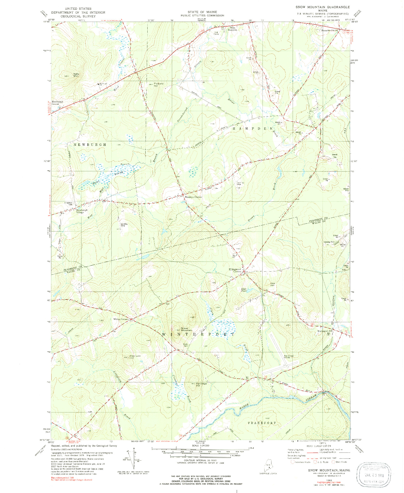 USGS 1:24000-SCALE QUADRANGLE FOR SNOW MOUNTAIN, ME 1982