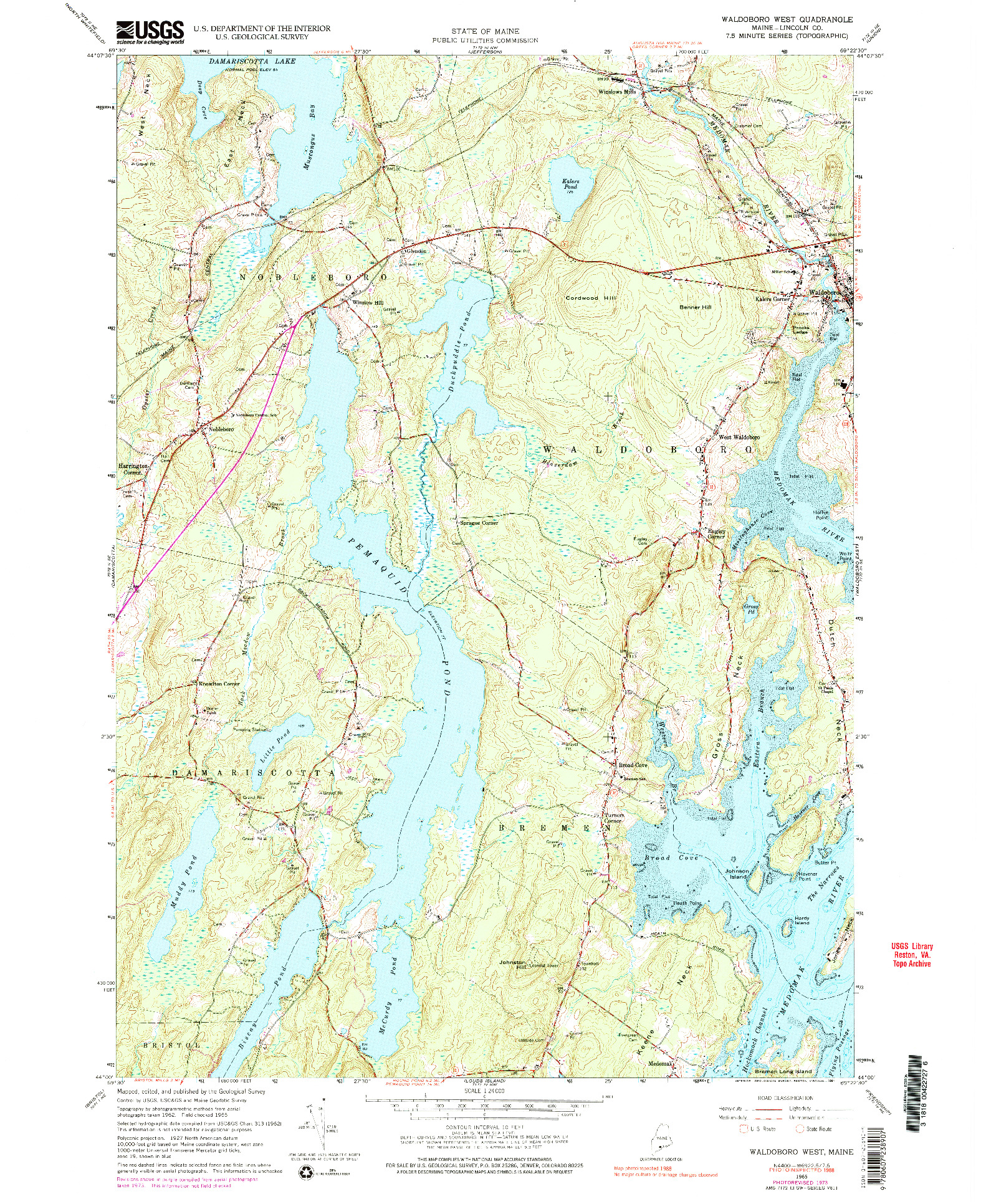 USGS 1:24000-SCALE QUADRANGLE FOR WALDOBORO WEST, ME 1965