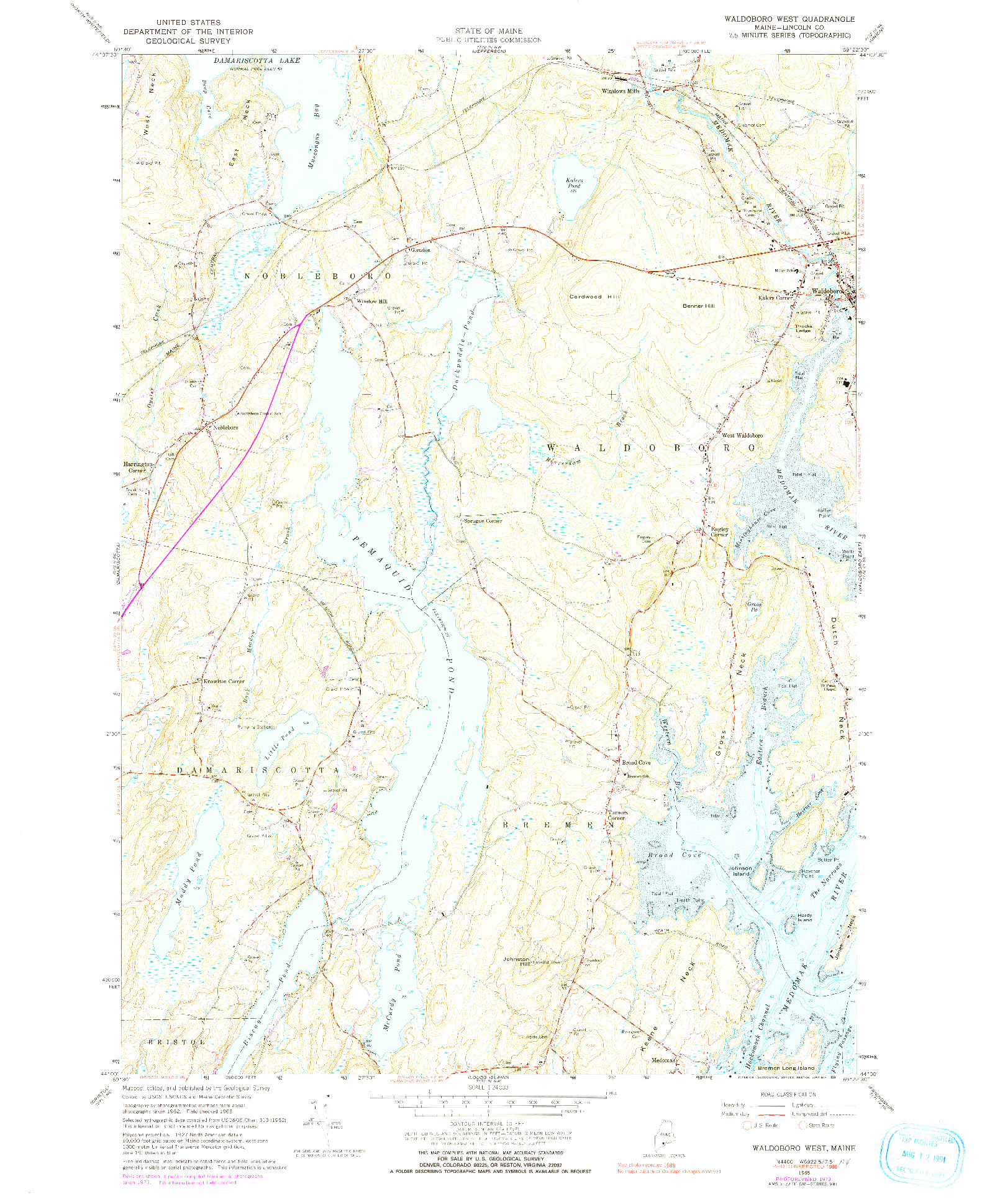 USGS 1:24000-SCALE QUADRANGLE FOR WALDOBORO WEST, ME 1965