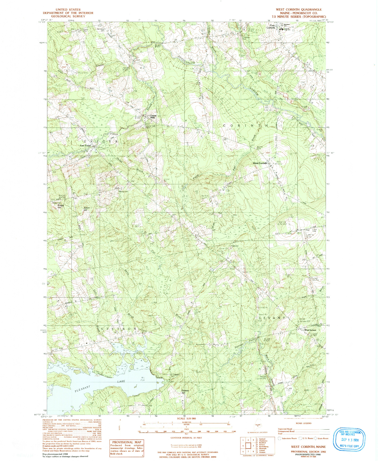 USGS 1:24000-SCALE QUADRANGLE FOR WEST CORINTH, ME 1982