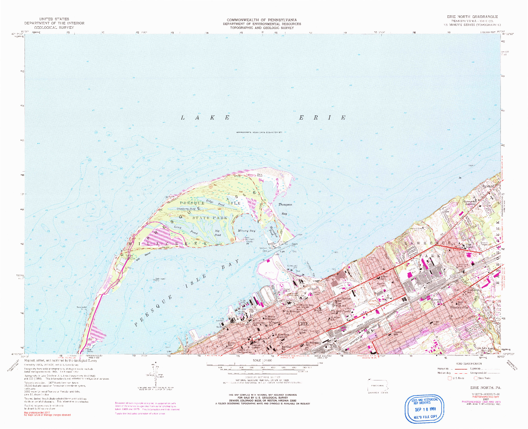 USGS 1:24000-SCALE QUADRANGLE FOR ERIE NORTH, PA 1957