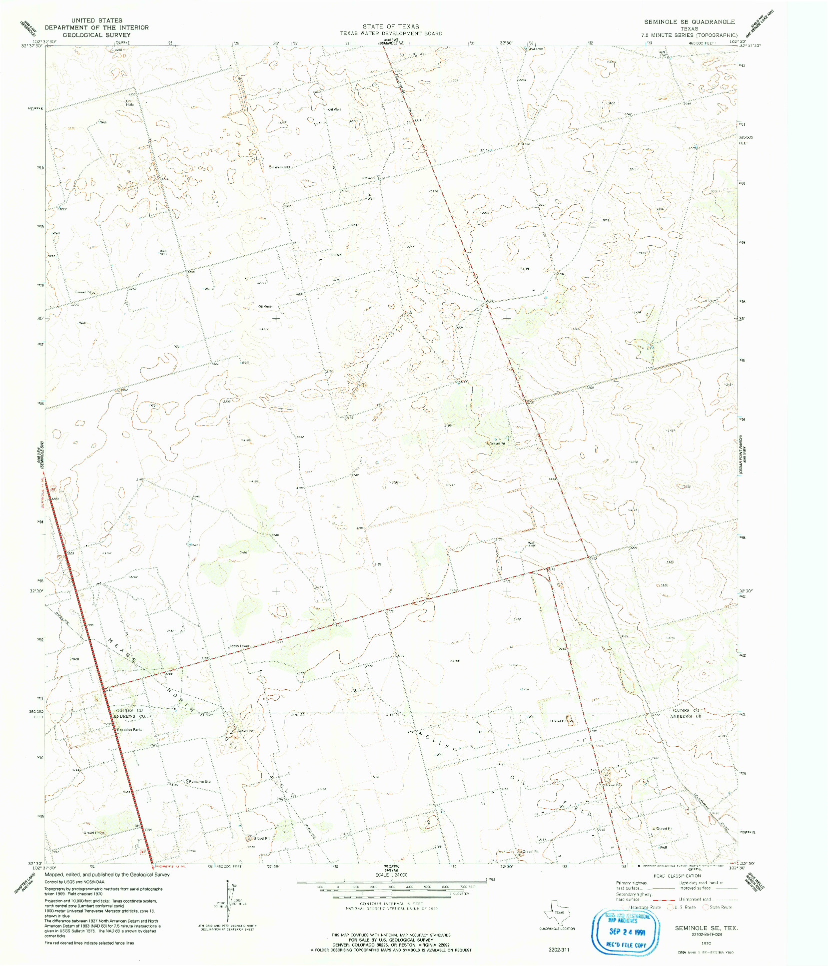 USGS 1:24000-SCALE QUADRANGLE FOR SEMINOLE SE, TX 1970