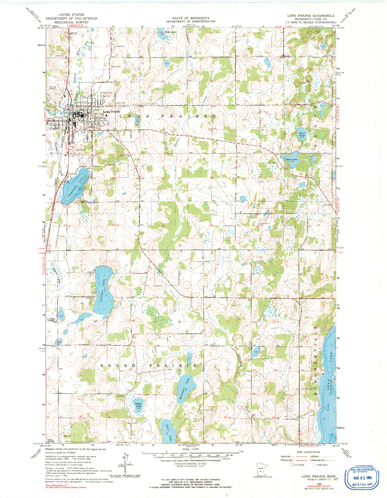 USGS 1:24000-SCALE QUADRANGLE FOR LONG PRAIRIE, MN 1966