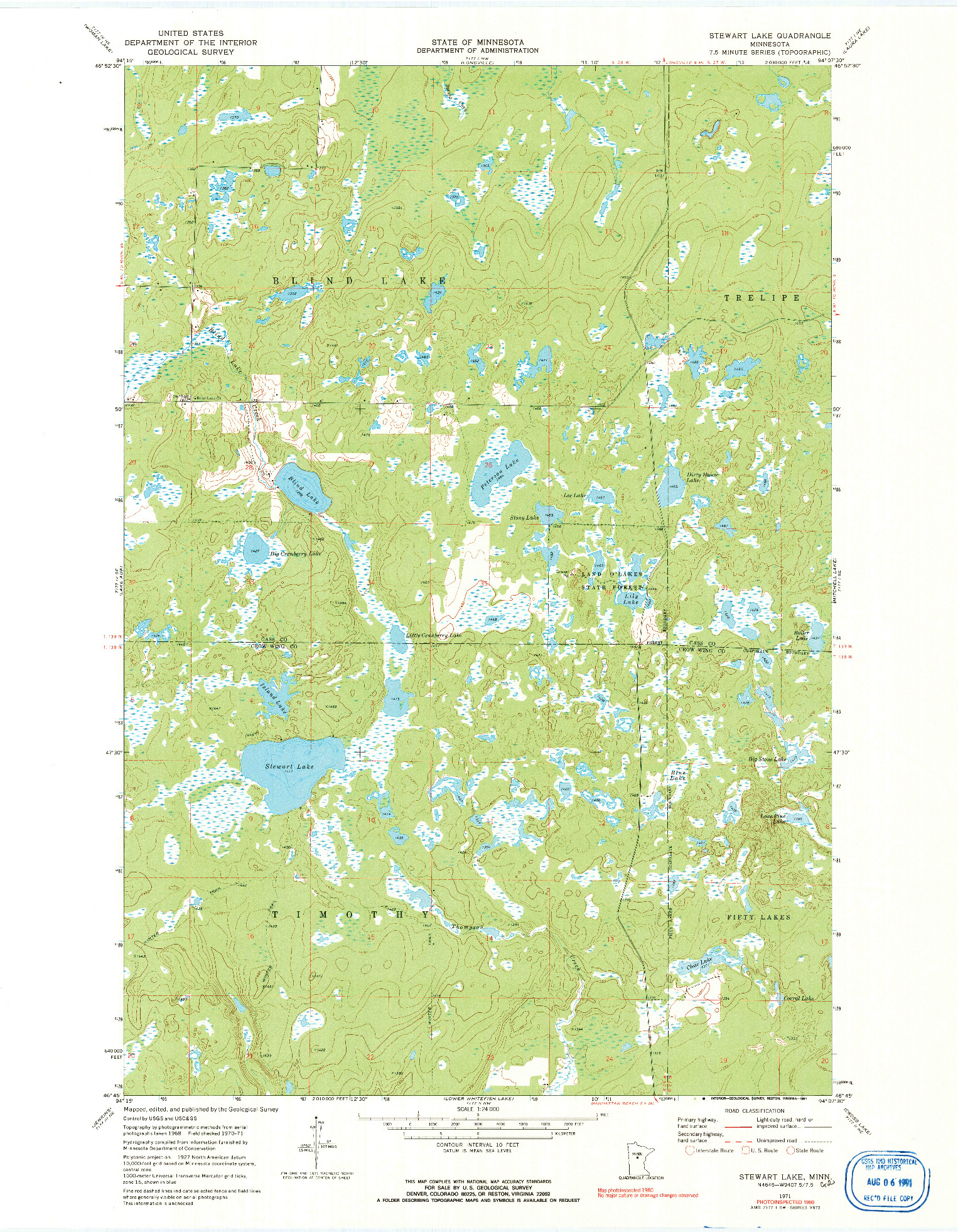 USGS 1:24000-SCALE QUADRANGLE FOR STEWART LAKE, MN 1971