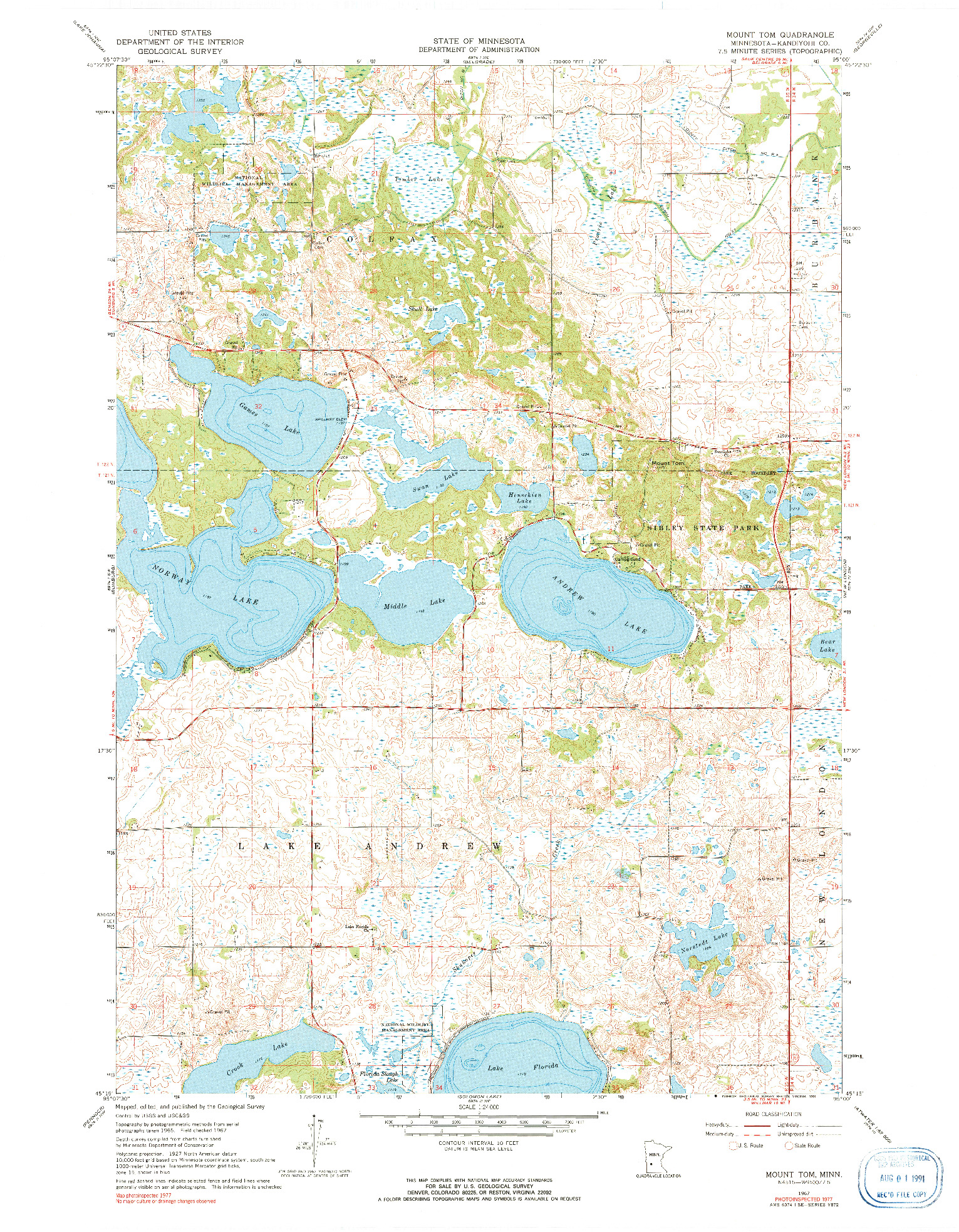 USGS 1:24000-SCALE QUADRANGLE FOR MOUNT TOM, MN 1967