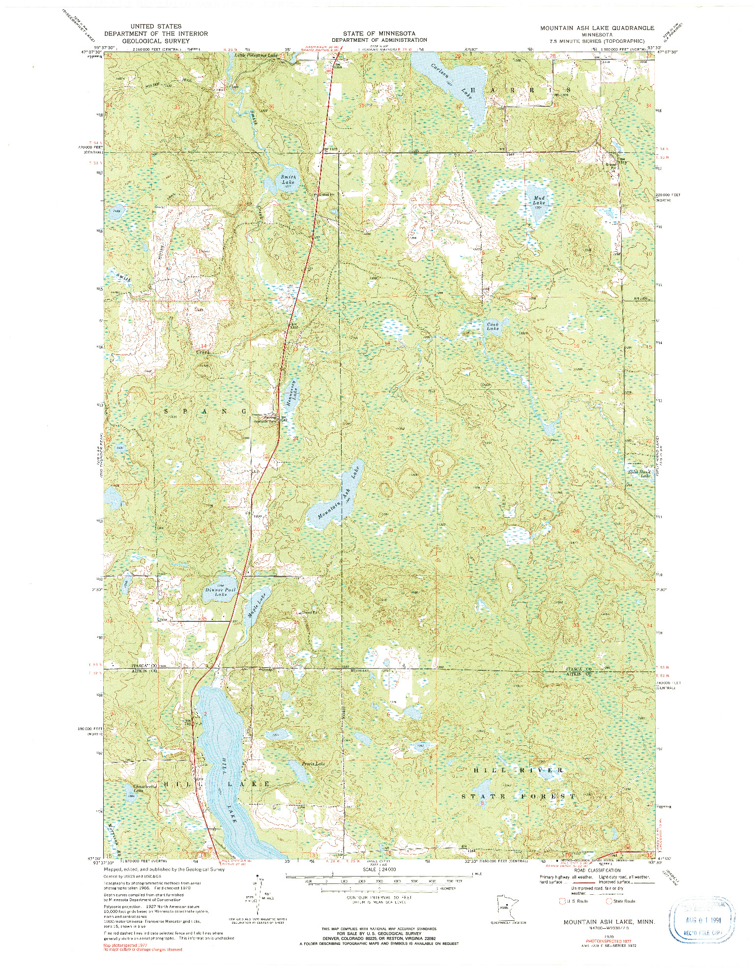 USGS 1:24000-SCALE QUADRANGLE FOR MOUNTAIN ASH LAKE, MN 1970