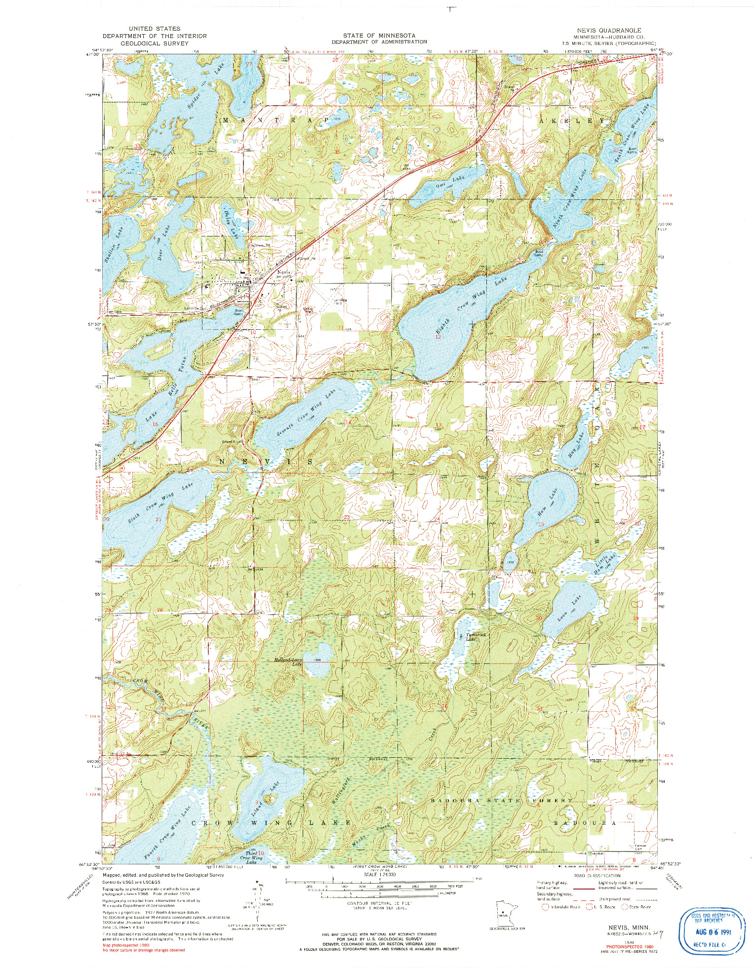 USGS 1:24000-SCALE QUADRANGLE FOR NEVIS, MN 1970