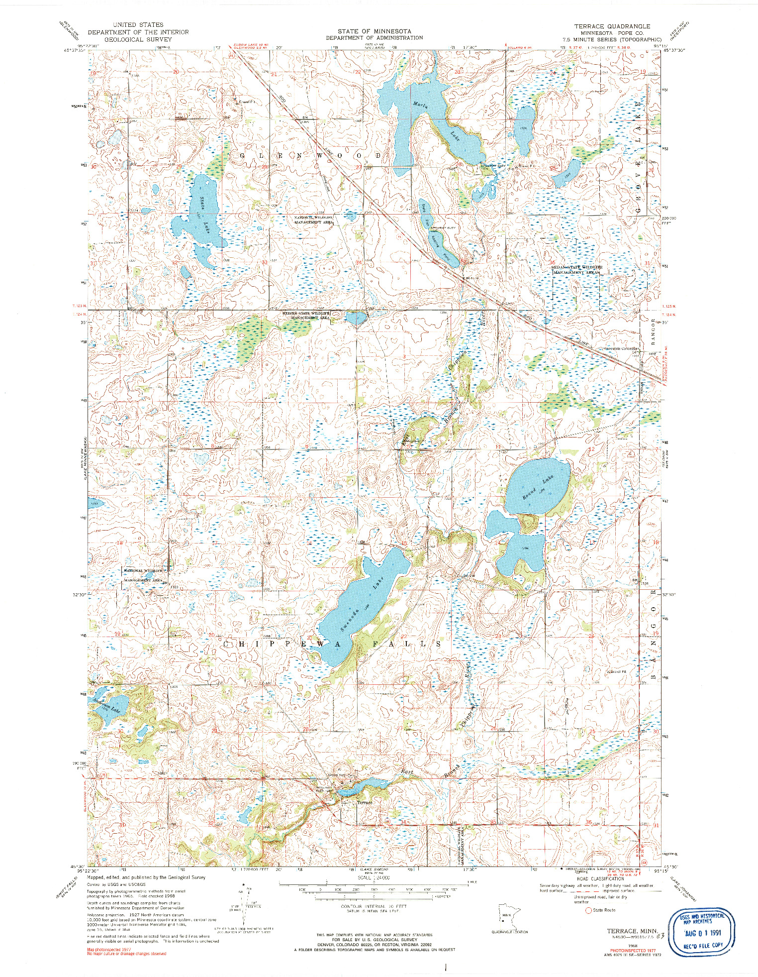 USGS 1:24000-SCALE QUADRANGLE FOR TERRACE, MN 1968