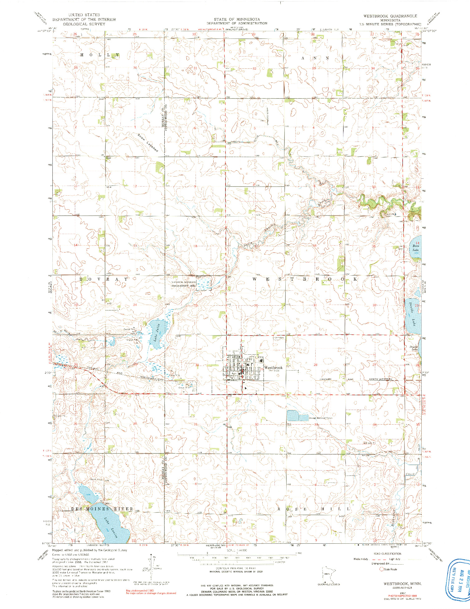 USGS 1:24000-SCALE QUADRANGLE FOR WESTBROOK, MN 1967