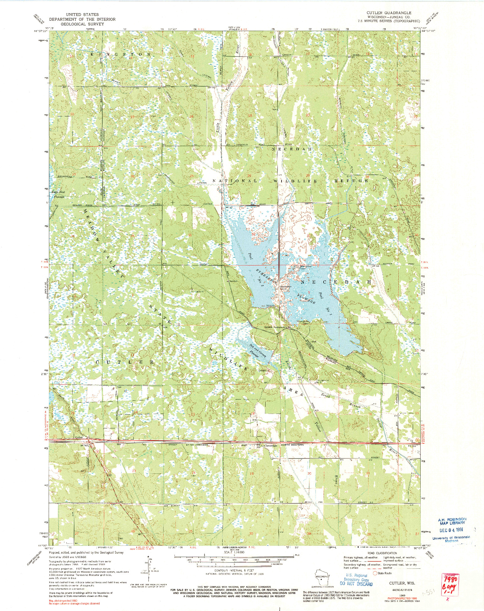 USGS 1:24000-SCALE QUADRANGLE FOR CUTLER, WI 1969
